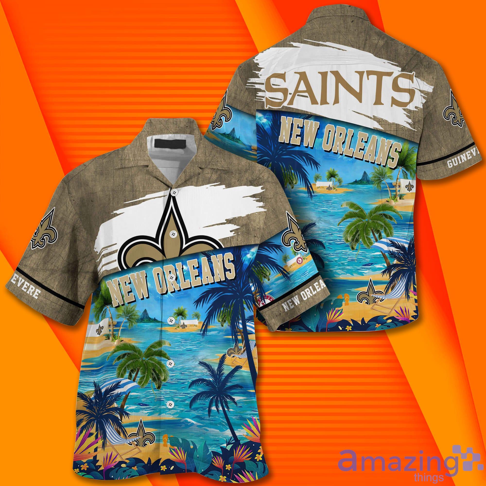 New Orleans Saints NFL Custom Name Hawaiian Shirt Summer Shirt image New Orleans Saints NFL Custom Name Hawaiian Shirt Summer Shirt Product Photo 2