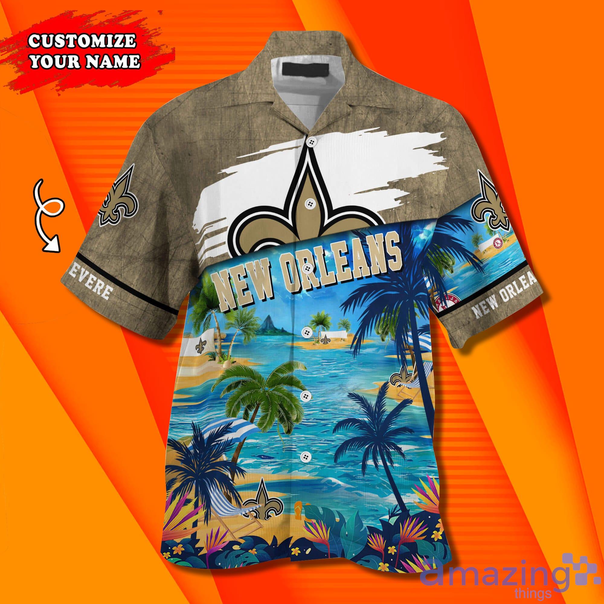 New Orleans Saints NFL Custom Name Hawaiian Shirt Summer Shirt image New Orleans Saints NFL Custom Name Hawaiian Shirt Summer Shirt Product Photo 3