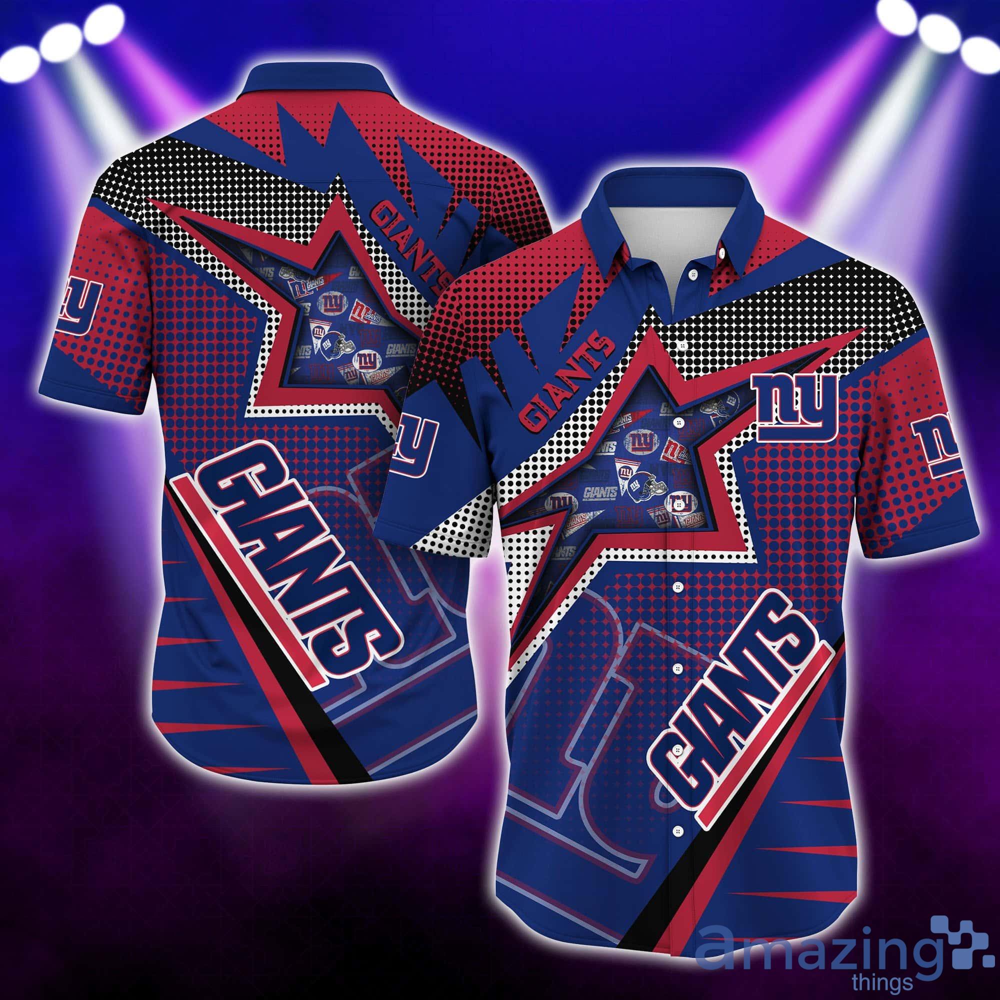 New York Giants NFL Half Tone Texture Style Short Sleeves Hawaiian Shirt Product Photo 1
