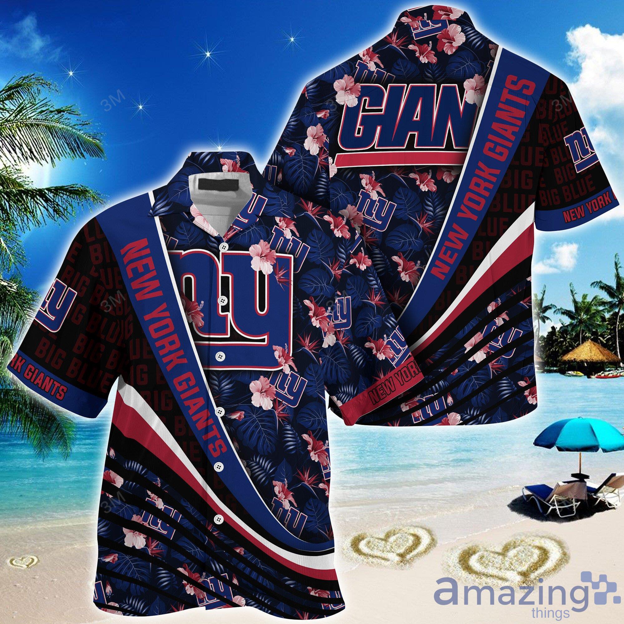 New York Giants NFL Tropical Flowers Pattern Short Sleeves Hawaiian Shirt Product Photo 1