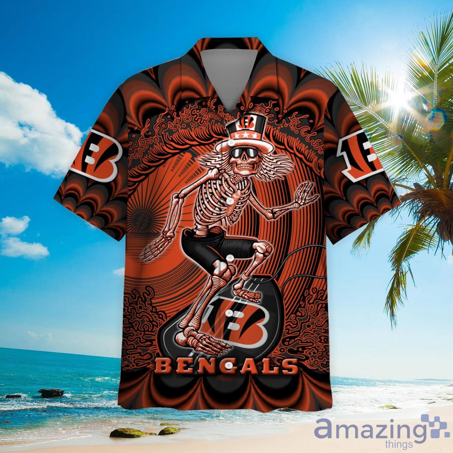 NFL Cincinnati Bengals Grateful Dead Hawaiian Shirt For Fans image NFL Cincinnati Bengals Grateful Dead Hawaiian Shirt For Fans Product Photo 2