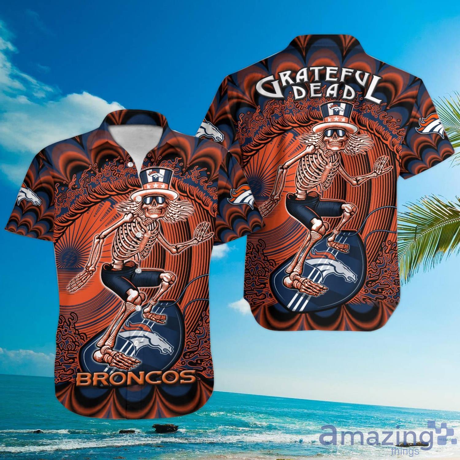 Nfl Denver Broncos Grateful Dead Hawaiian Shirt And Shorts Best Gift For  Summer Vacation - Banantees