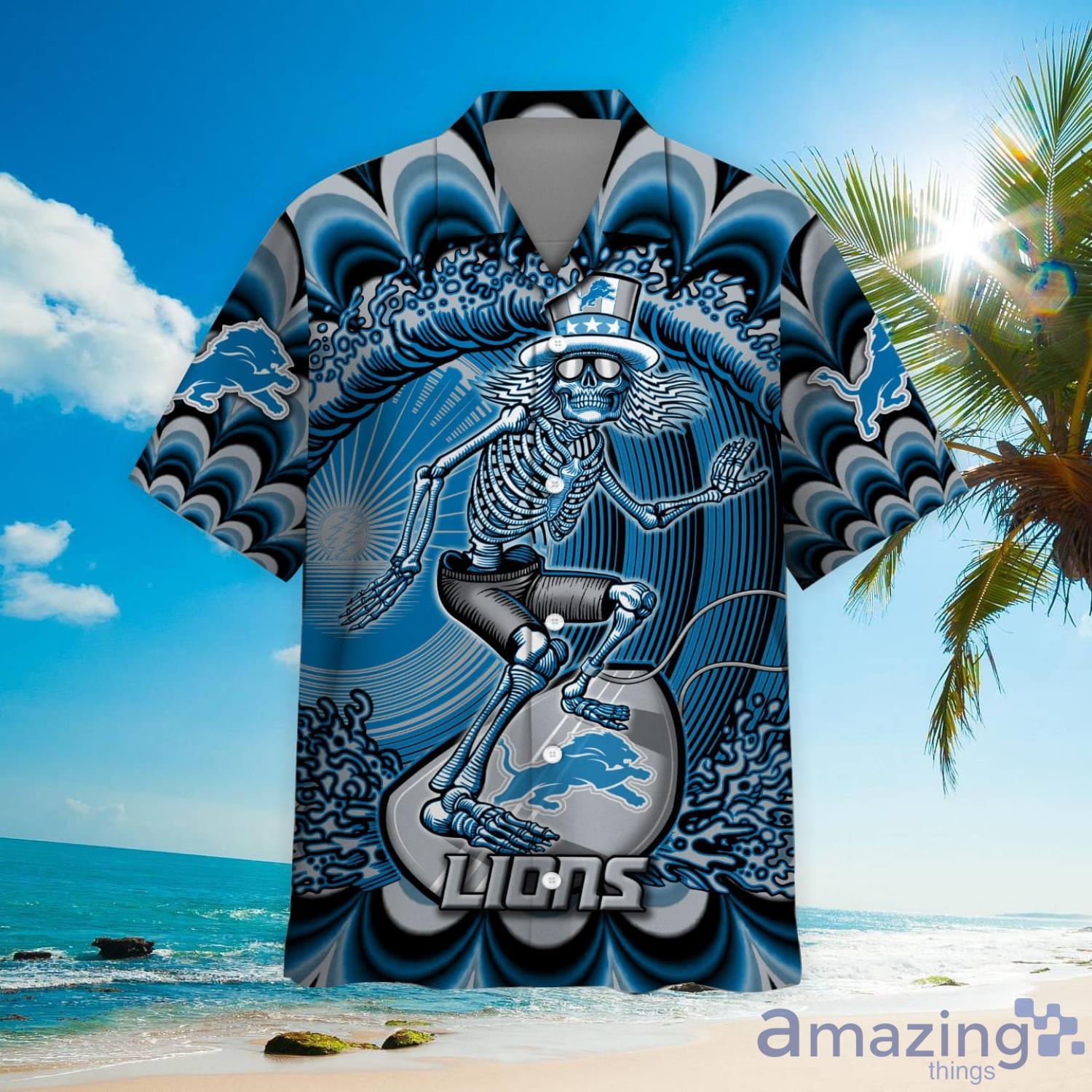 Nfl Hawaiian Shirt Detroit Lions Shorts Tshirt Star Custom Name Number-1