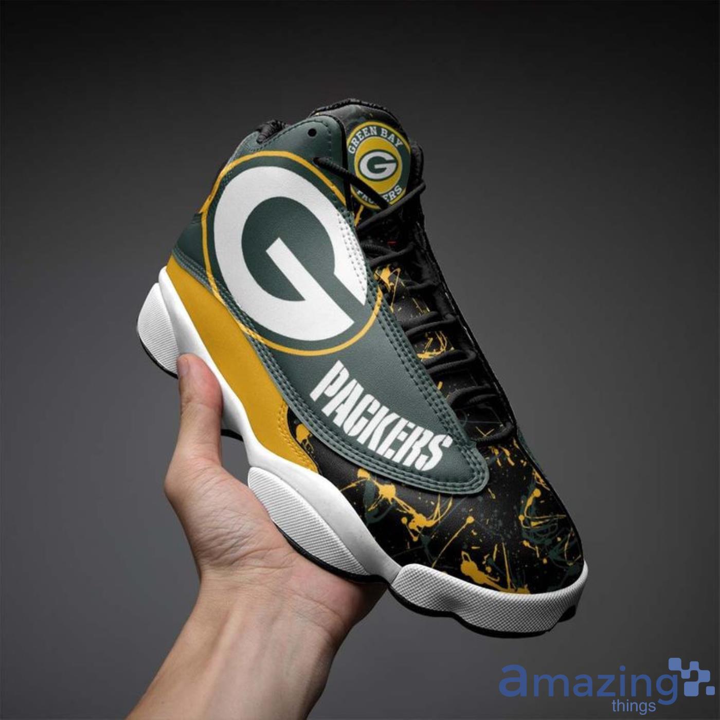 Green Bay Packers Yellow Air Jordan 13 Sneakers Shoes