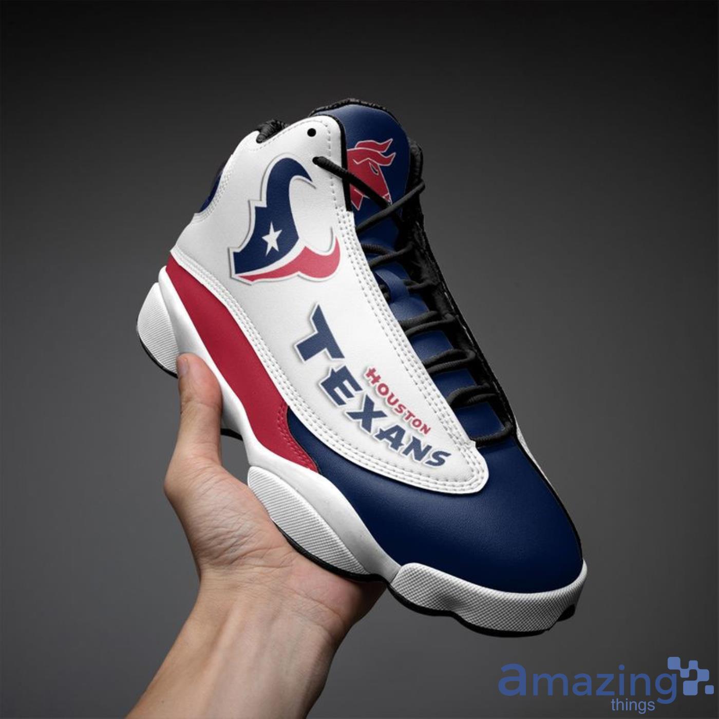 Custom Name Houston Texans Nfl Fans Triangle Pattern Air Jordan 13 Shoes -  Freedomdesign