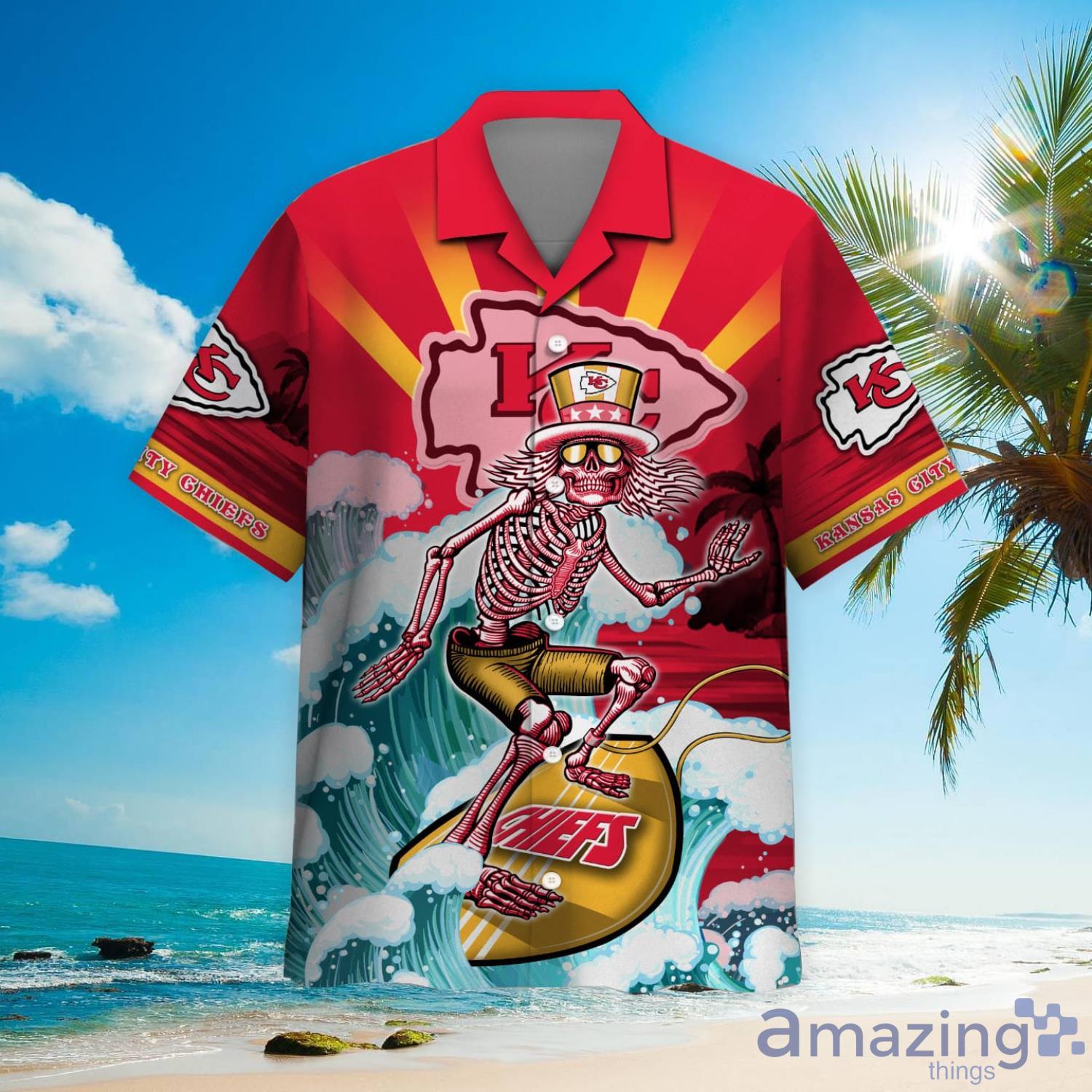 NFL Kansas City Chiefs Grateful Dead Hawaiian Shirt - Tagotee