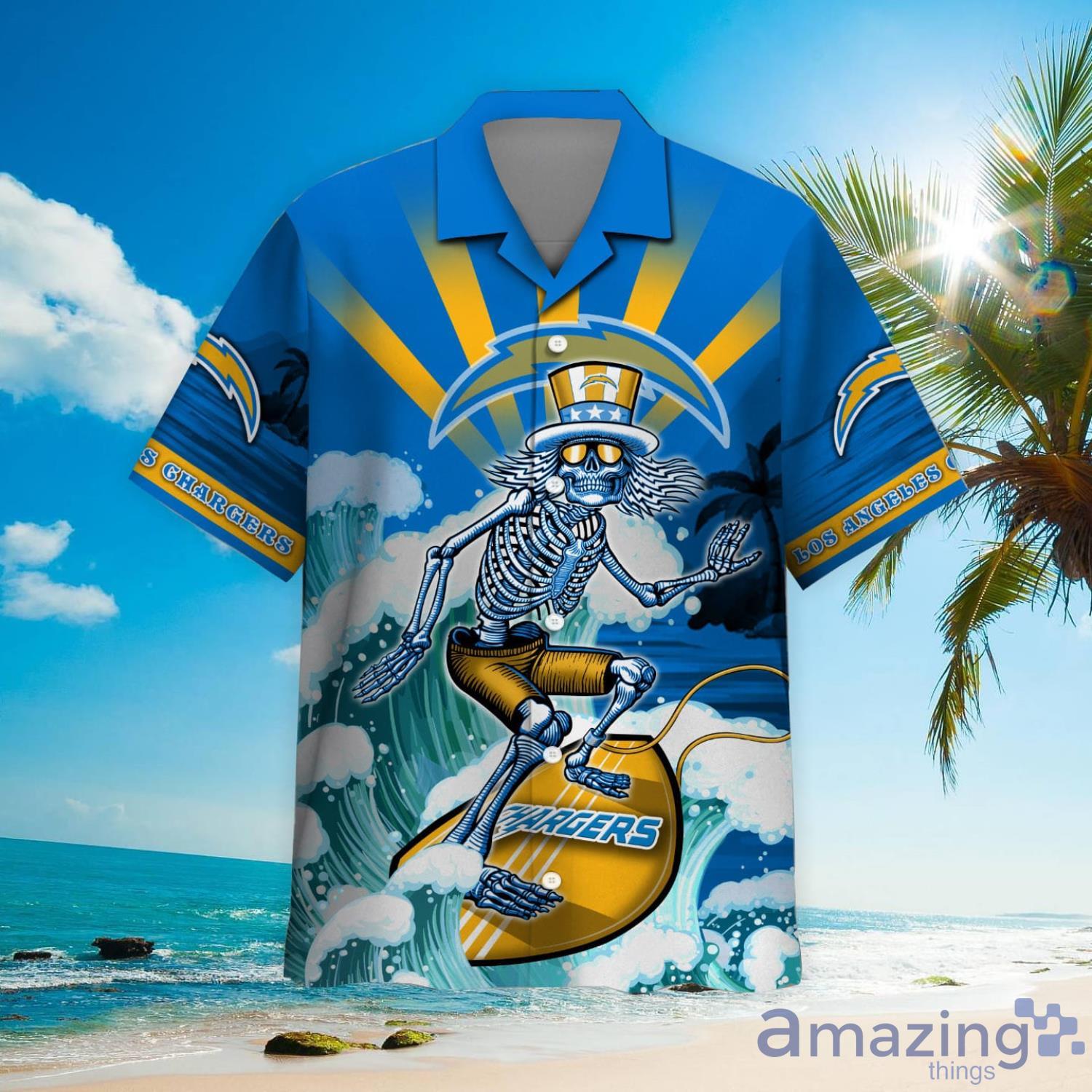 Nfl Los Angeles Chargers Grateful Dead Hawaiian Shirt