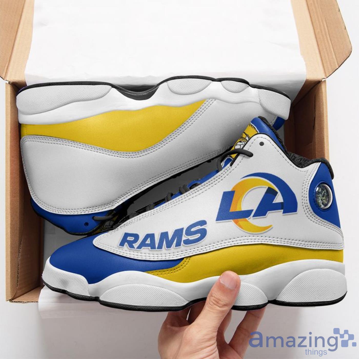 Los Angeles Rams Yellow Air Jordan 13 Shoes For Fans