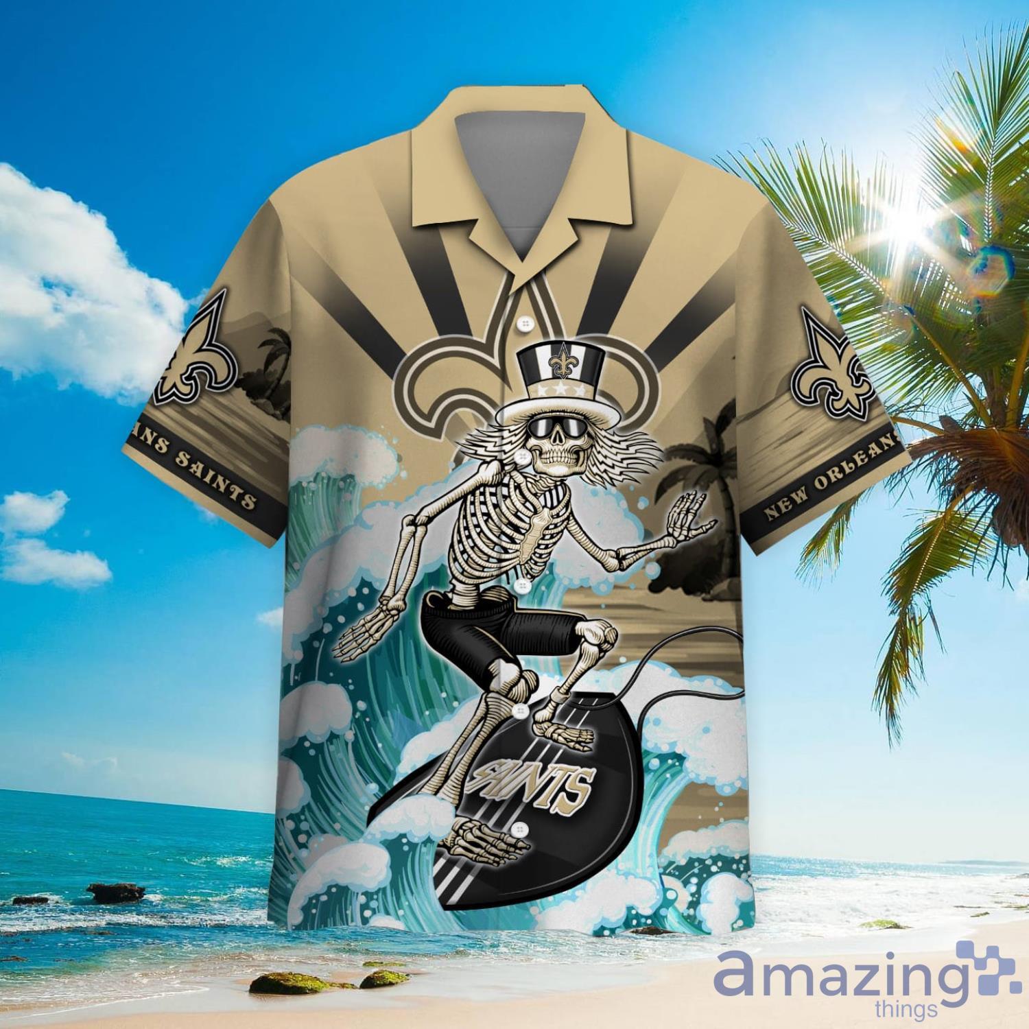 NFL New Orleans Saints Grateful Dead Hawaiian Shirt - Tagotee