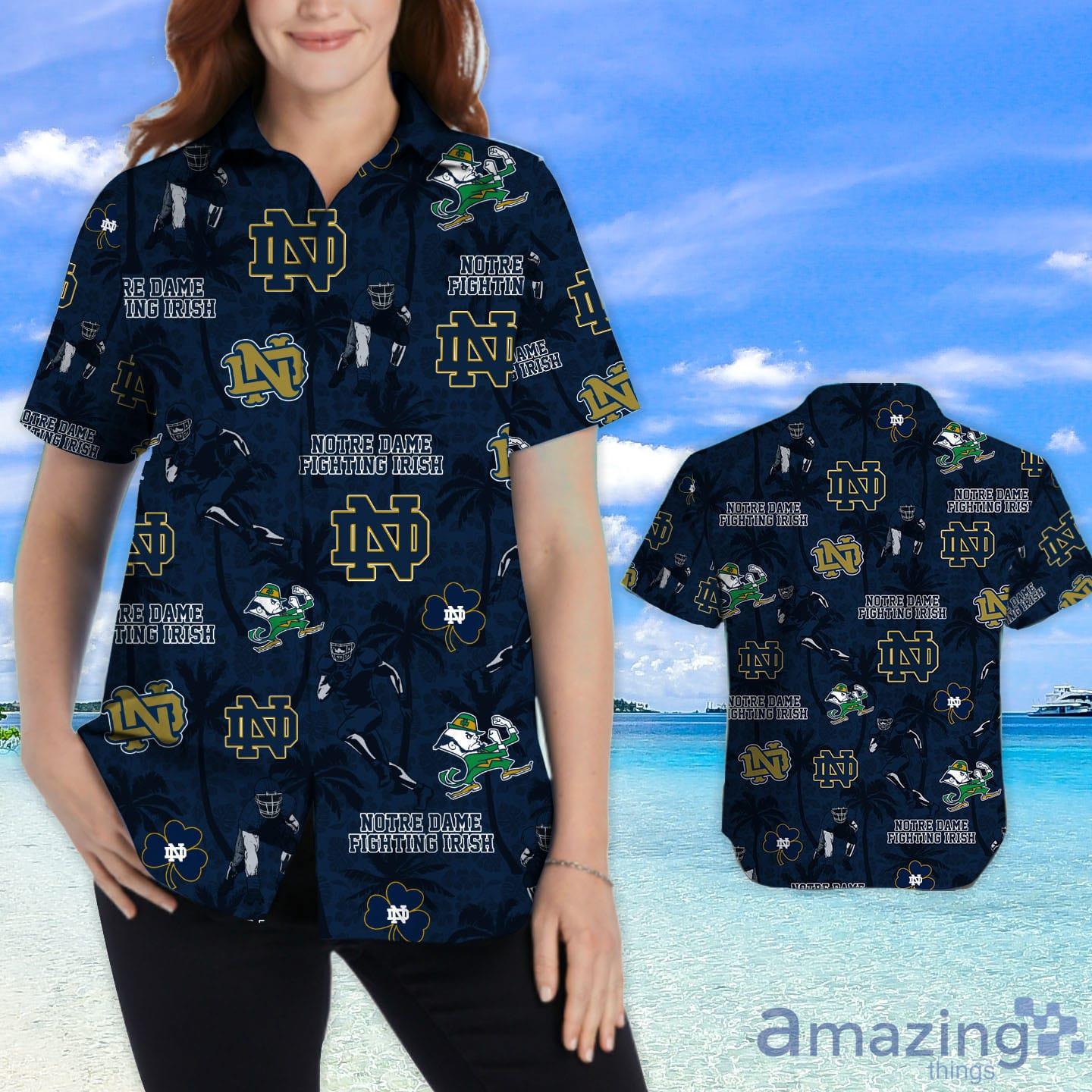 Notre Dame Fighting Irish Custom Name Tropical Beach Coconut Tree Hawaiian Shirt image Notre Dame Fighting Irish Custom Name Tropical Beach Coconut Tree Hawaiian Shirt Product Photo 2