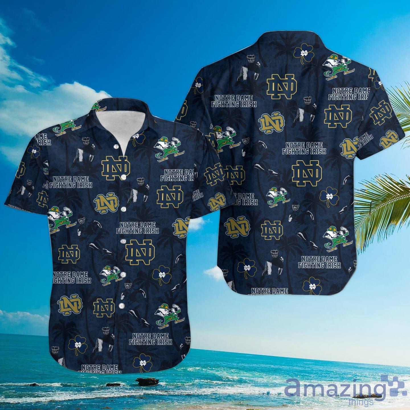 Notre Dame Fighting Irish Custom Name Tropical Beach Coconut Tree Hawaiian Shirt image Notre Dame Fighting Irish Custom Name Tropical Beach Coconut Tree Hawaiian Shirt Product Photo 3