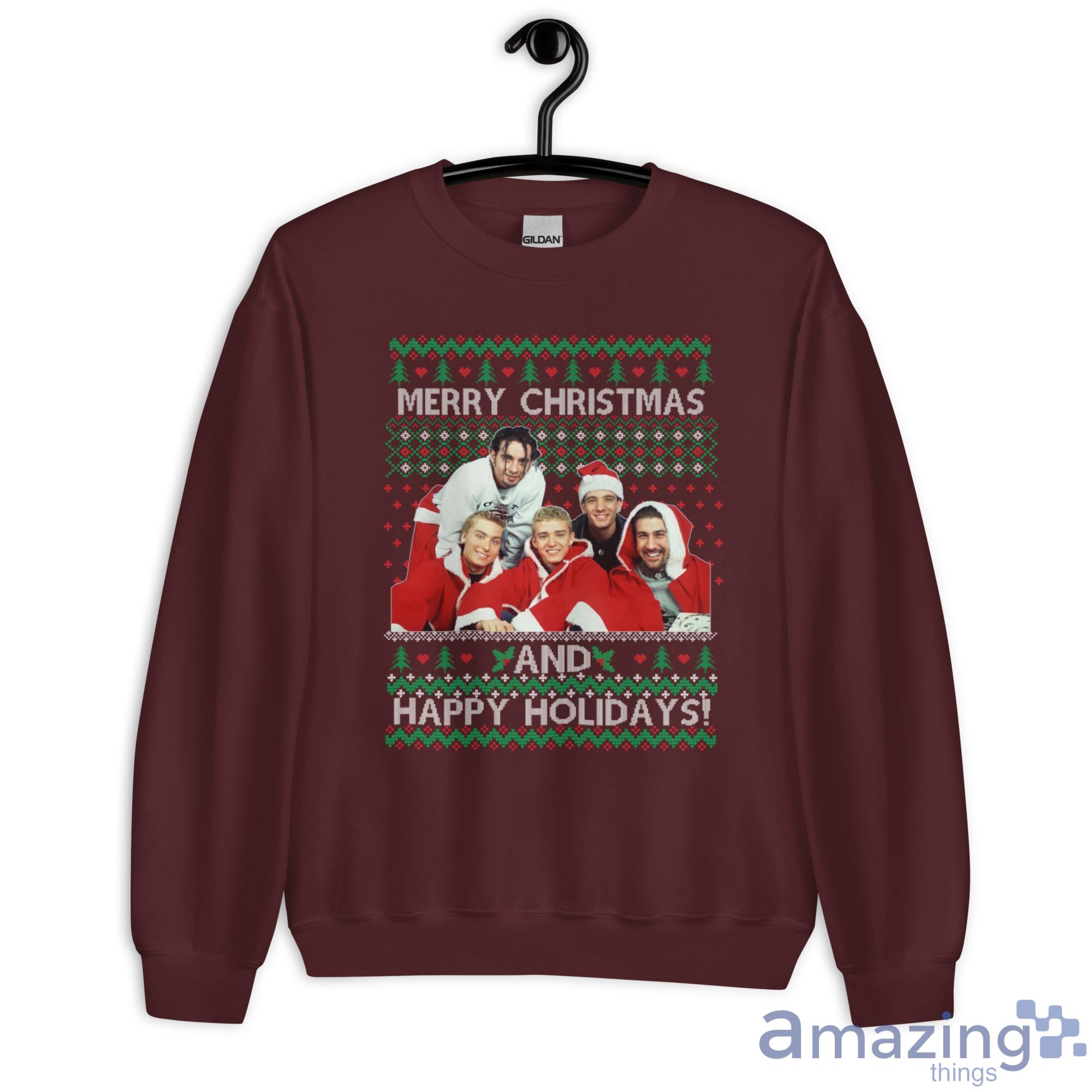 NSYNC Merry Christmas And Happy Holiday Christmas Shirt - G180 Unisex Heavy Blend Crewneck Sweatshirt-2
