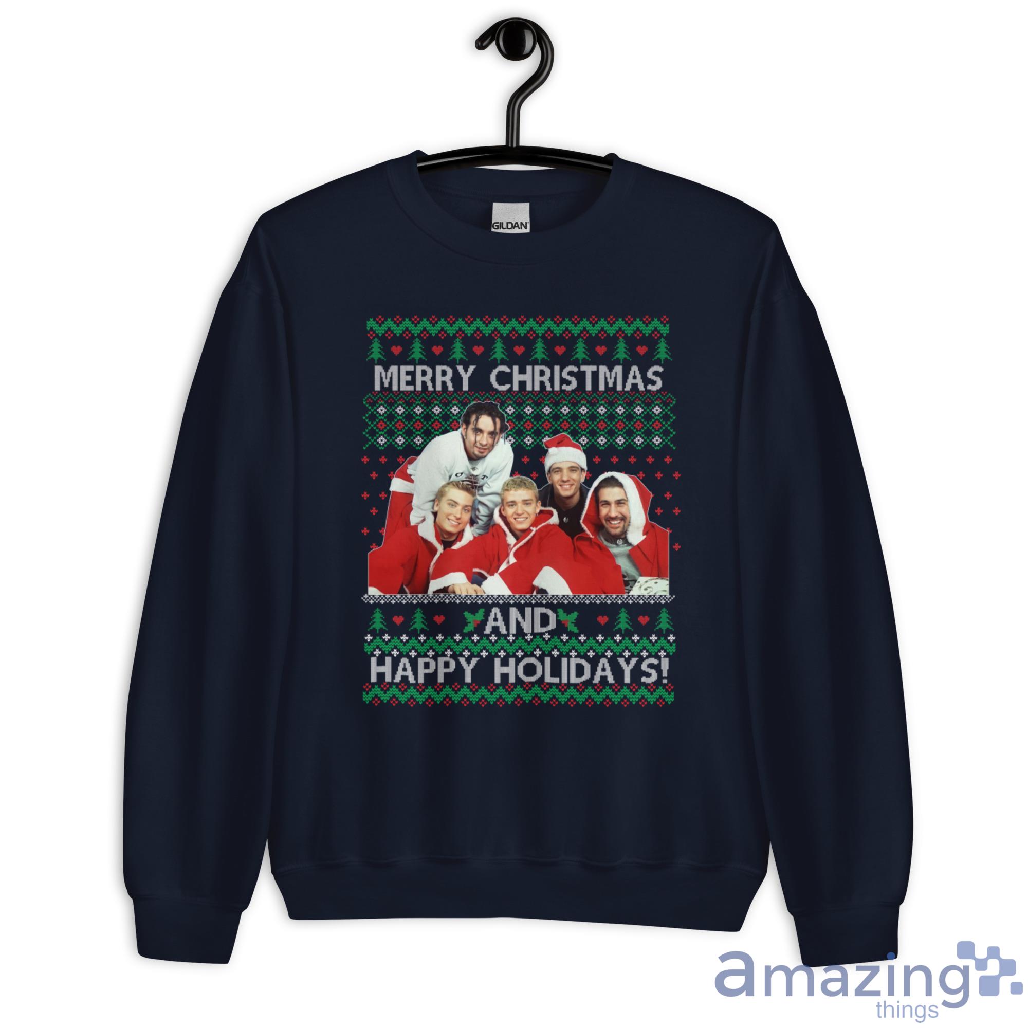 NSYNC Merry Christmas And Happy Holiday Christmas Shirt - G180 Unisex Heavy Blend Crewneck Sweatshirt-1