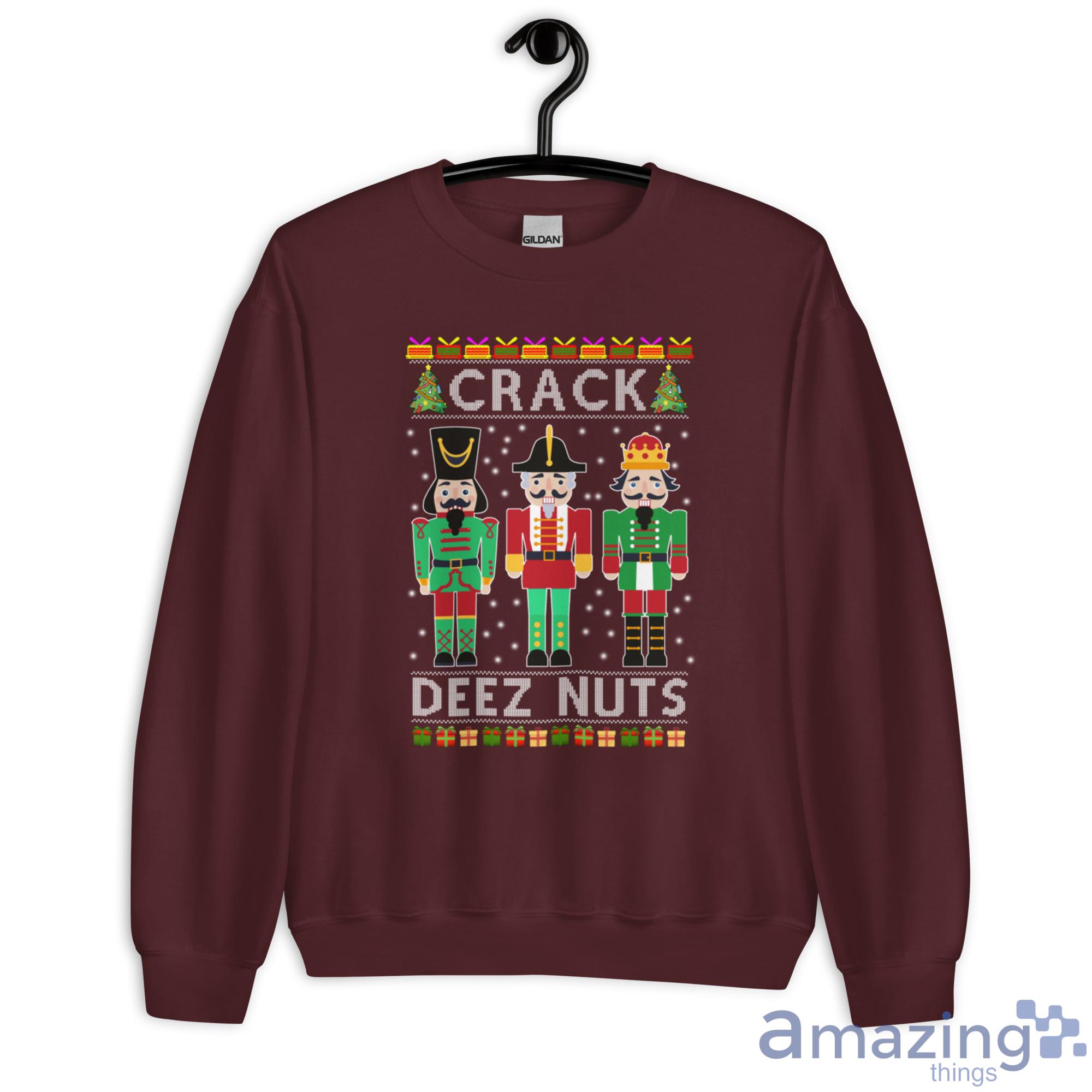 Nutcracker Crack Deez Nuts Ugly Christmas Sweatshirt - G180 Unisex Heavy Blend Crewneck Sweatshirt-2