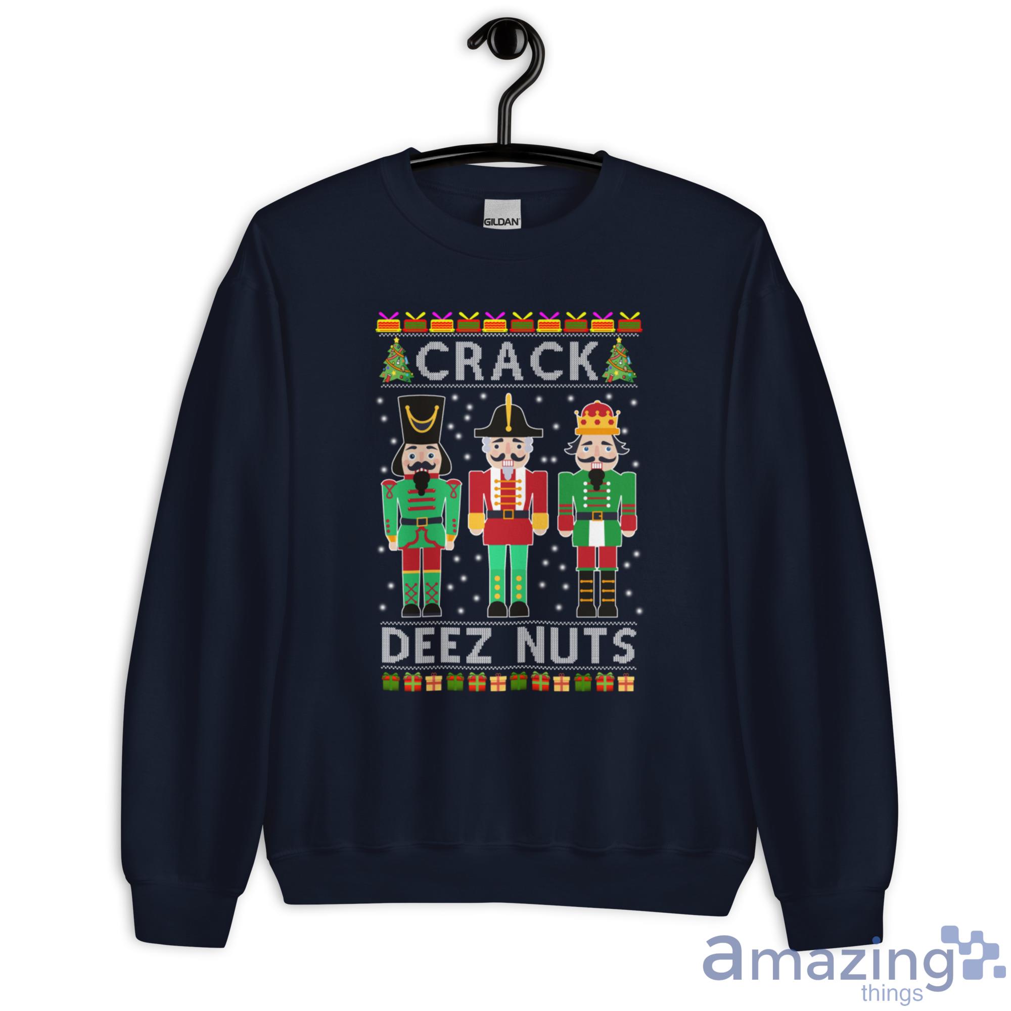Nutcracker Crack Deez Nuts Ugly Christmas Sweatshirt - G180 Unisex Heavy Blend Crewneck Sweatshirt-1