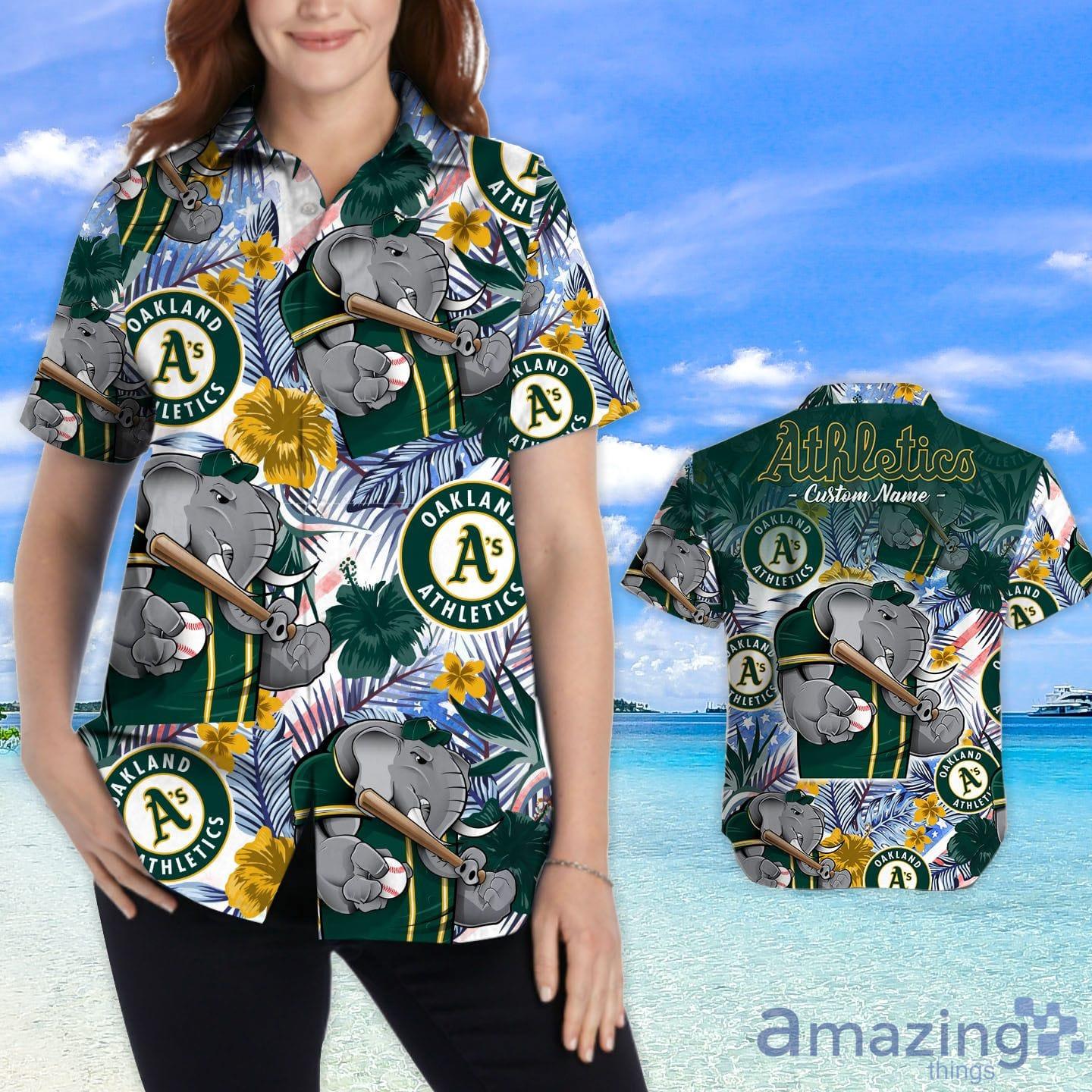 Oakland Athletics Tropical Floral Custom Name Aloha Hawaiian Shirt
