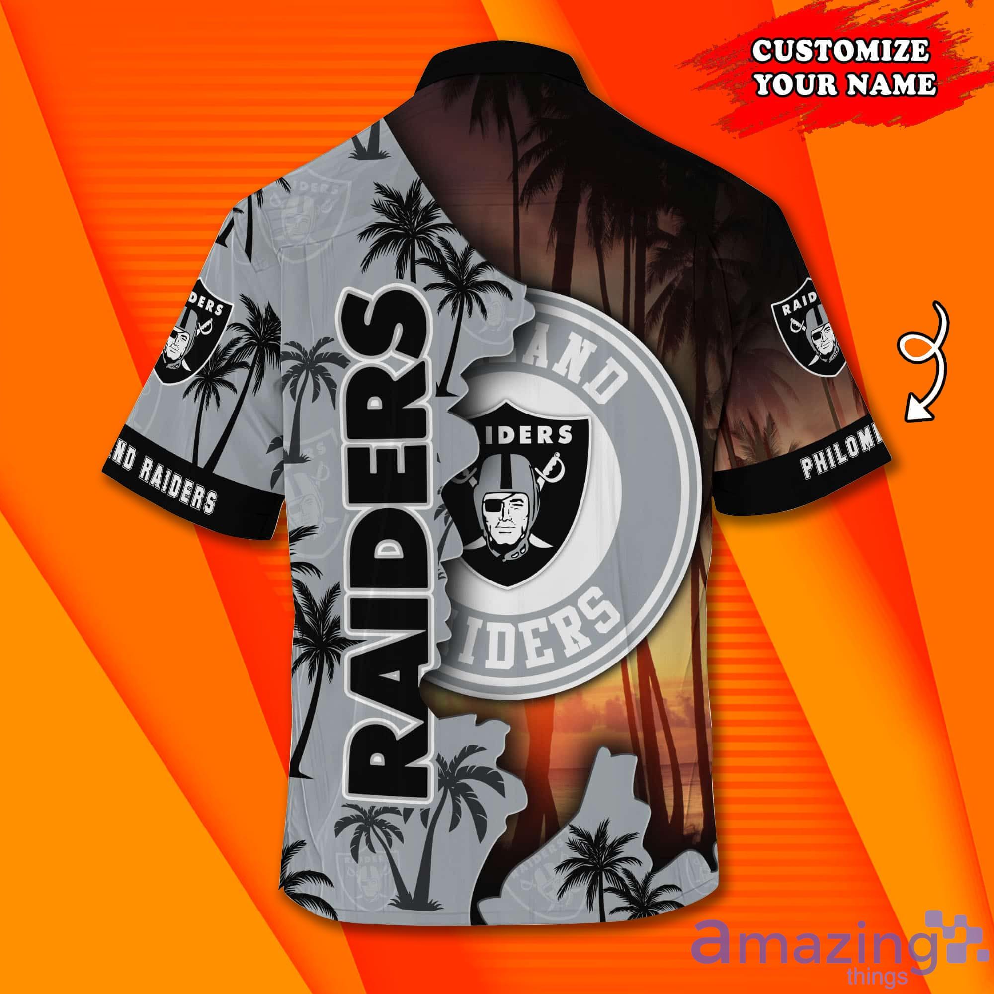 Oakland Raiders NF And Tropical Pattern Custom Name Hawaiian Shirt Product Photo 1