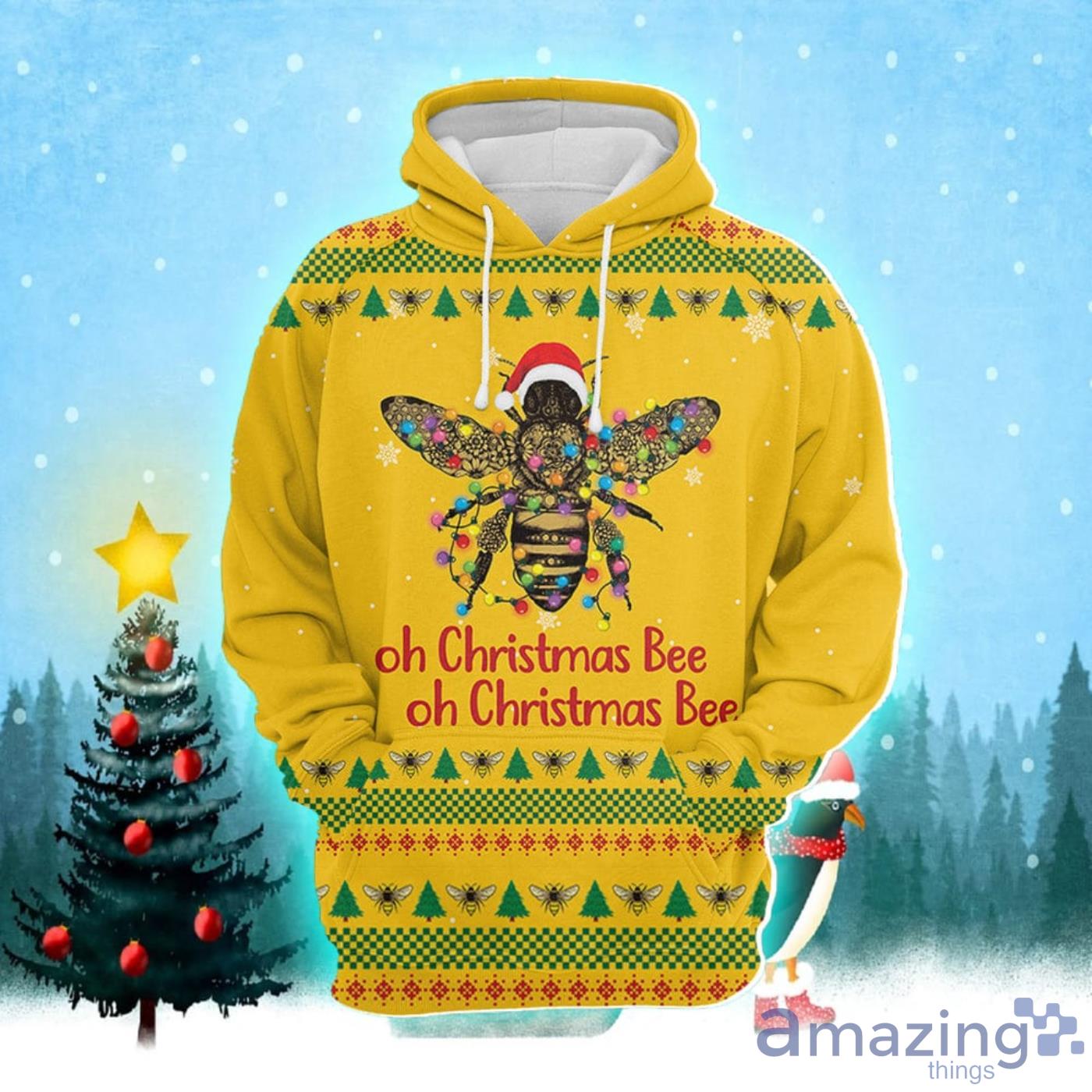 Bee Merry Christmas All Over Print 3D Hoodie