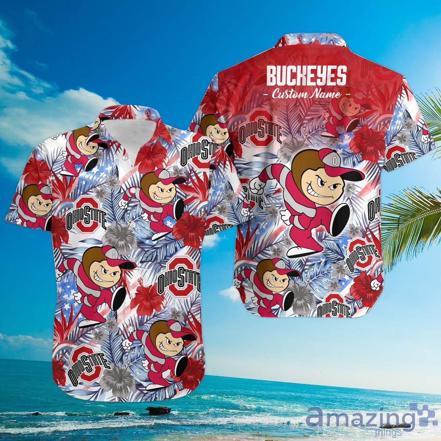 Ohio State Buckeyes Button Up Tropical Aloha Hawaiian Shirt