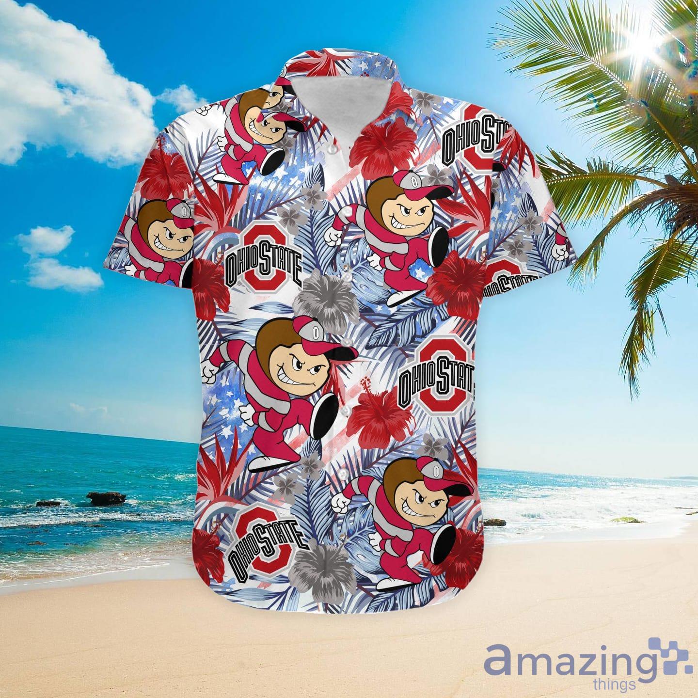 Ohio State Buckeyes Button Up Tropical Aloha Hawaiian Shirt