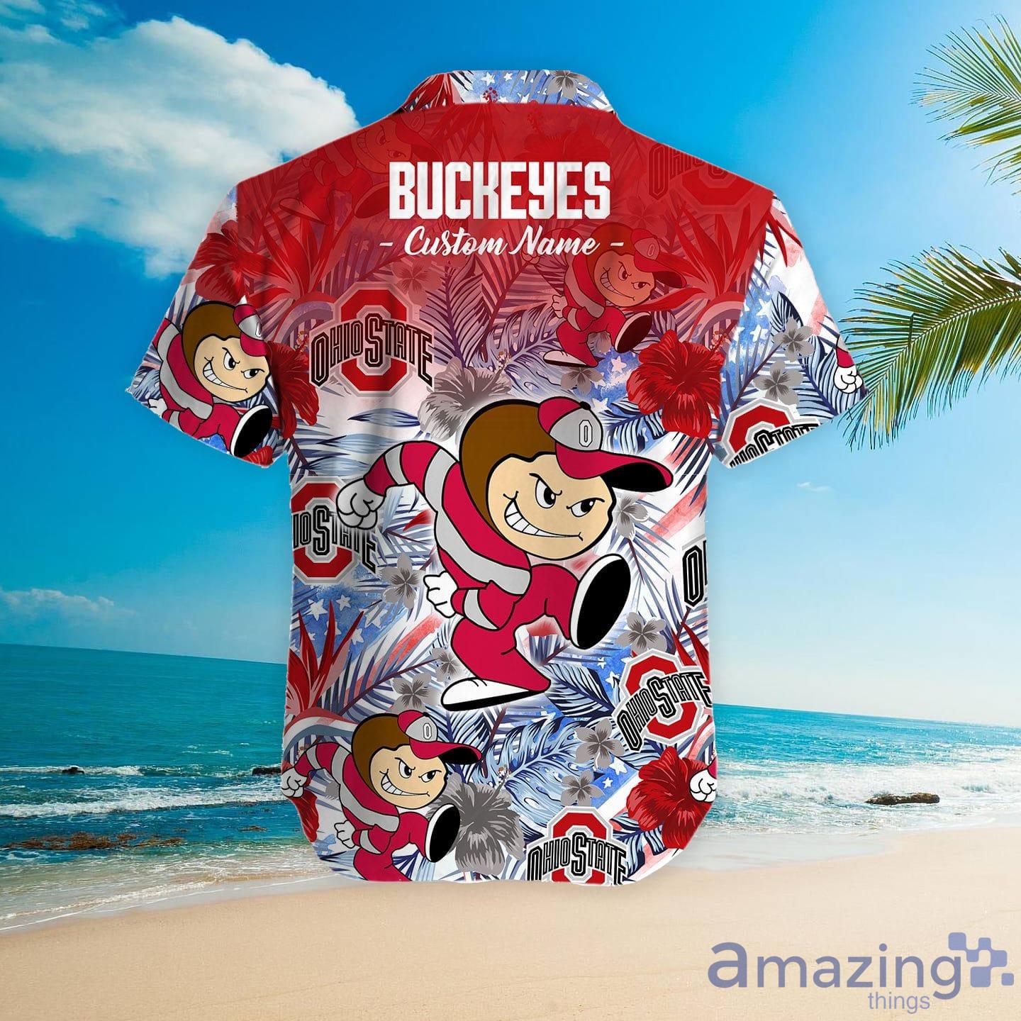 Ohio State Buckeyes Button Up Tropical Aloha Hawaiian Shirt