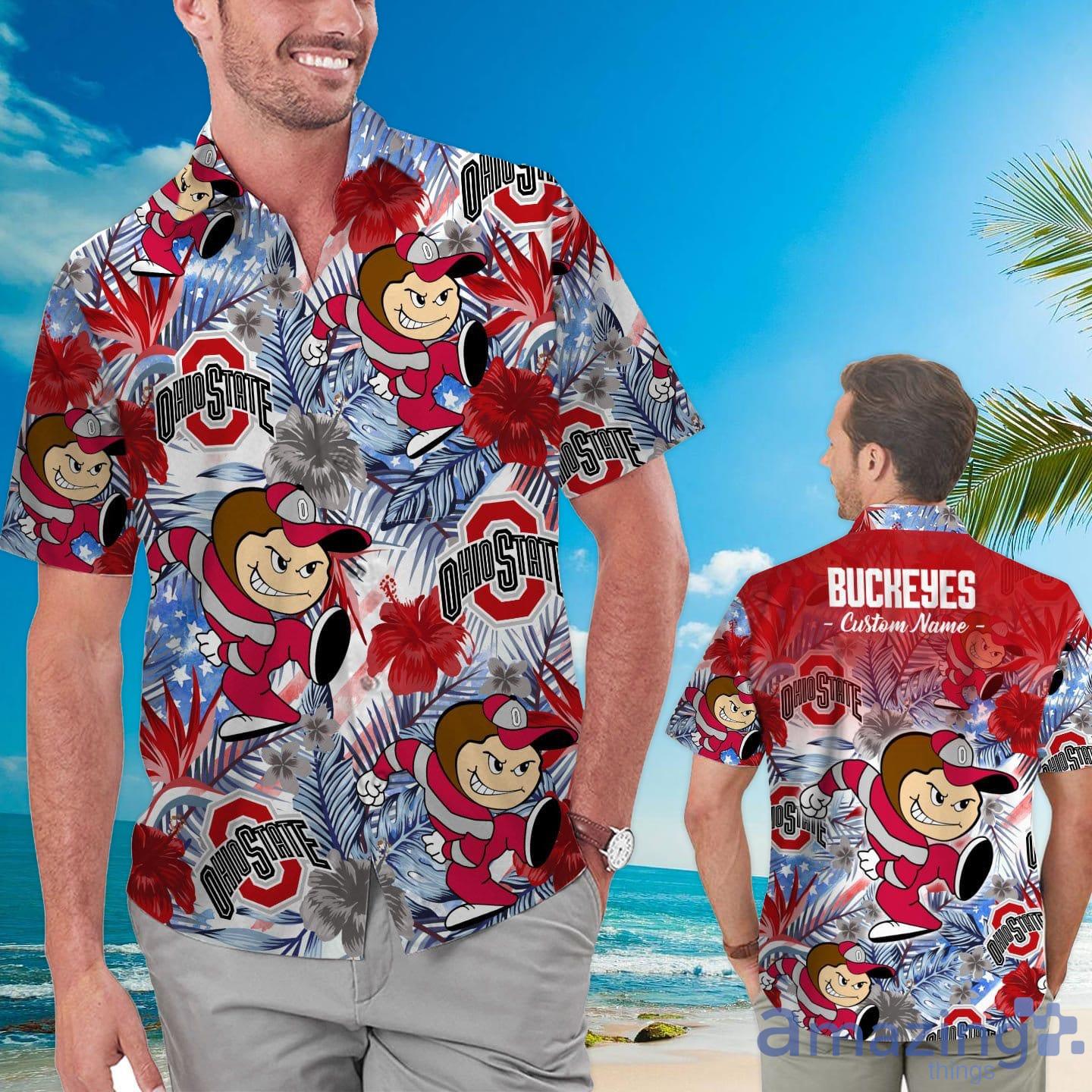 Ohio State Buckeyes Button Up Tropical Aloha Hawaiian Shirt