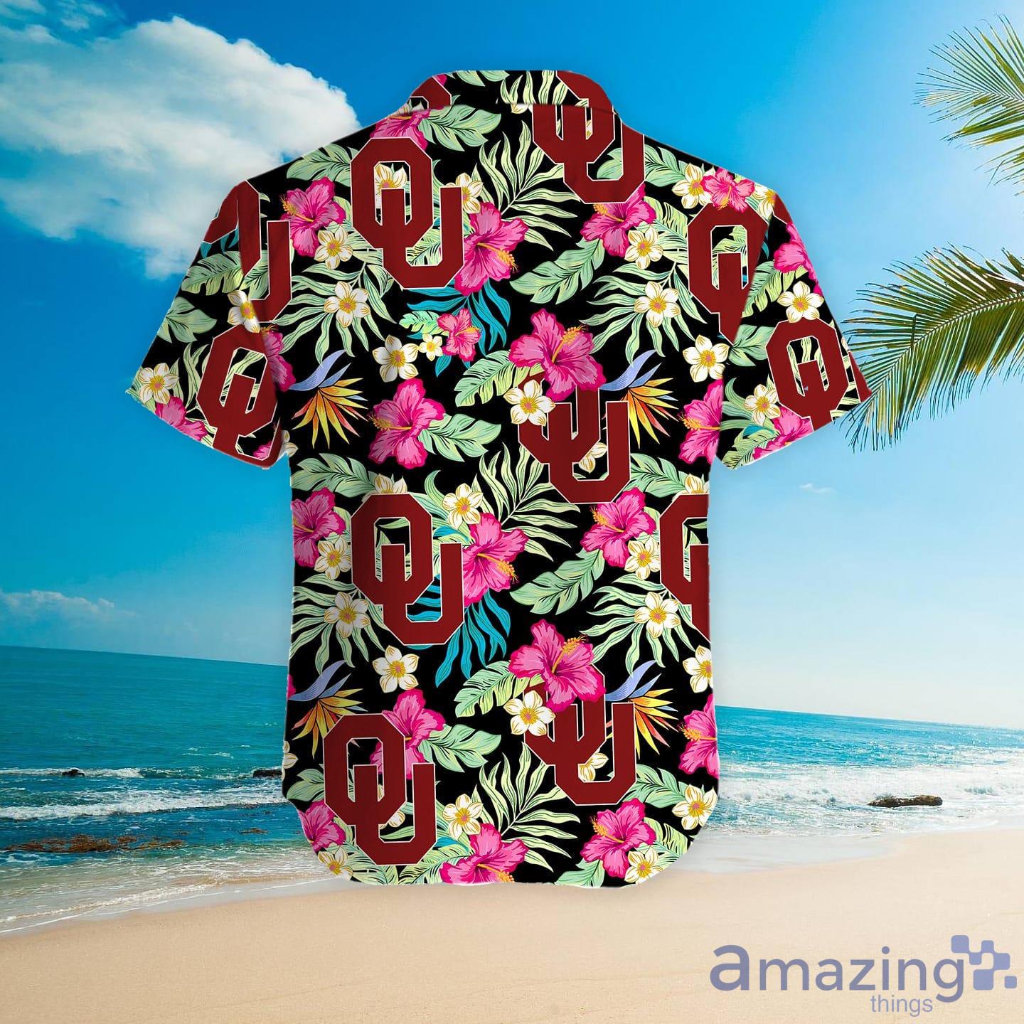 Oklahoma Sooners Hibiscus Hawaiian Shirt For Fans image Oklahoma Sooners Hibiscus Hawaiian Shirt For Fans Product Photo 5