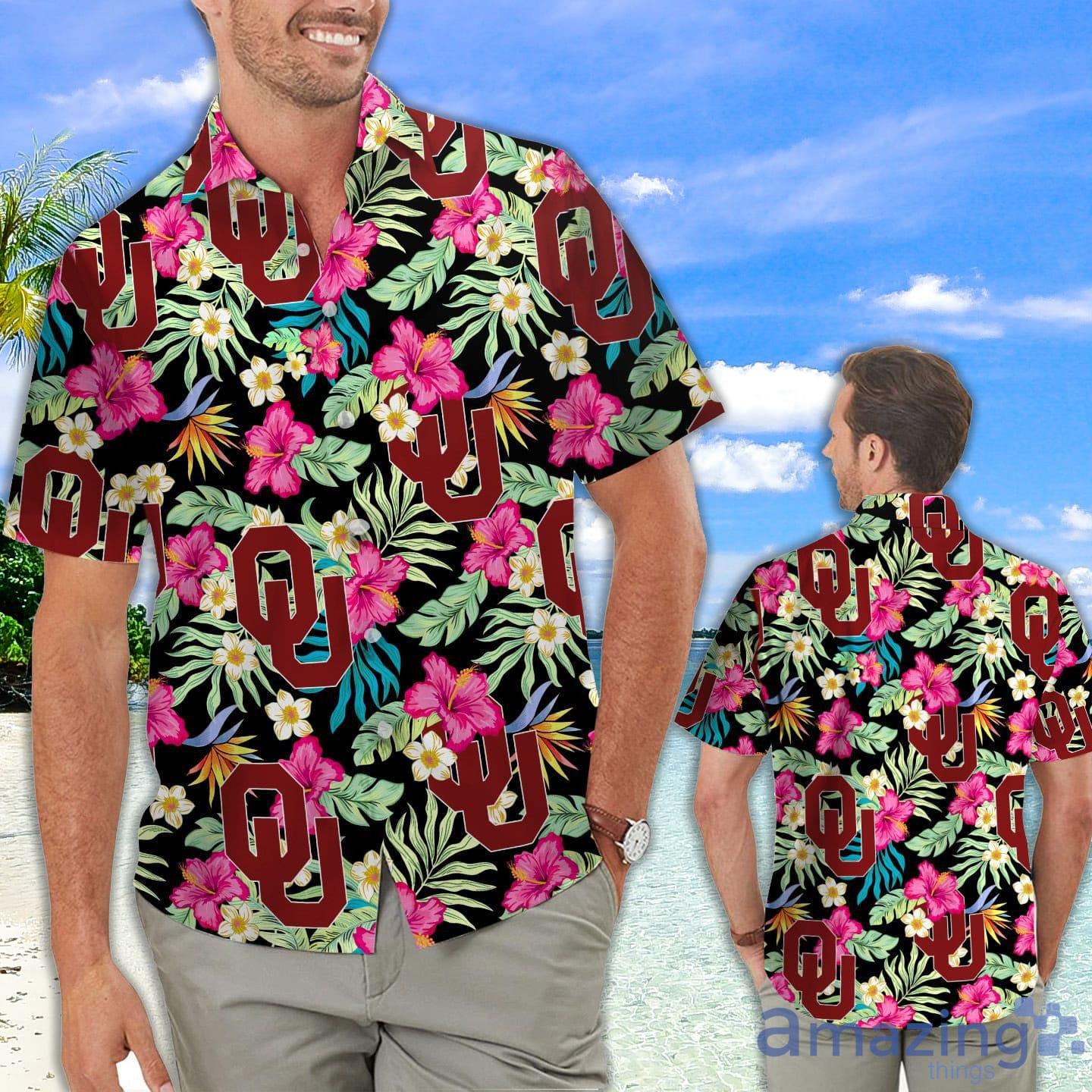 Oklahoma Sooners Hibiscus Hawaiian Shirt For Fans Product Photo 1 Oklahoma Sooners Hibiscus Hawaiian Shirt For Fans Product Photo 1