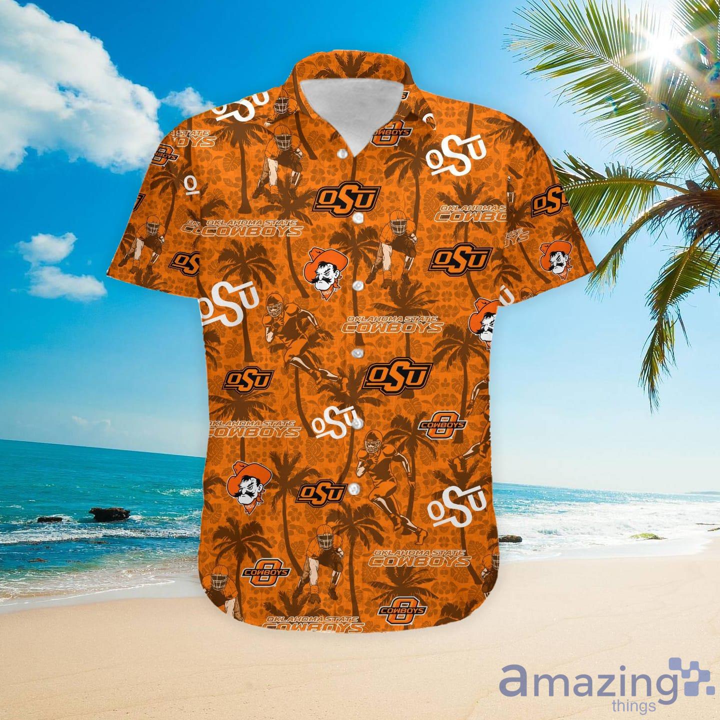 Custom Name Oklahoma State Cowboys With Flamingo Parrot Tropical Beach  Coconut Tree Hawaiian Shirt