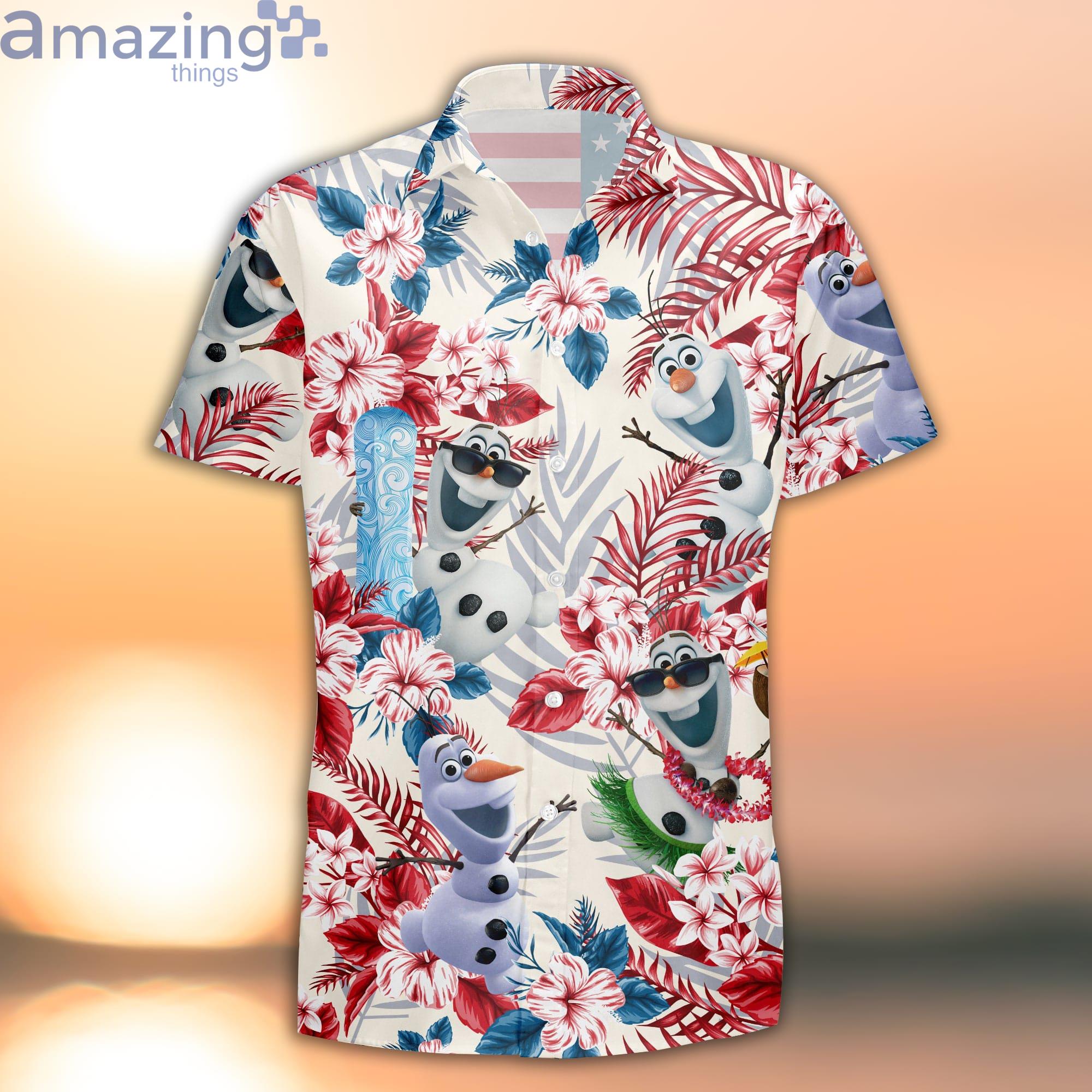Olaf Frozen Blue Red 4th July Independence Day Disney Hawaiian Shirt Product Photo 1