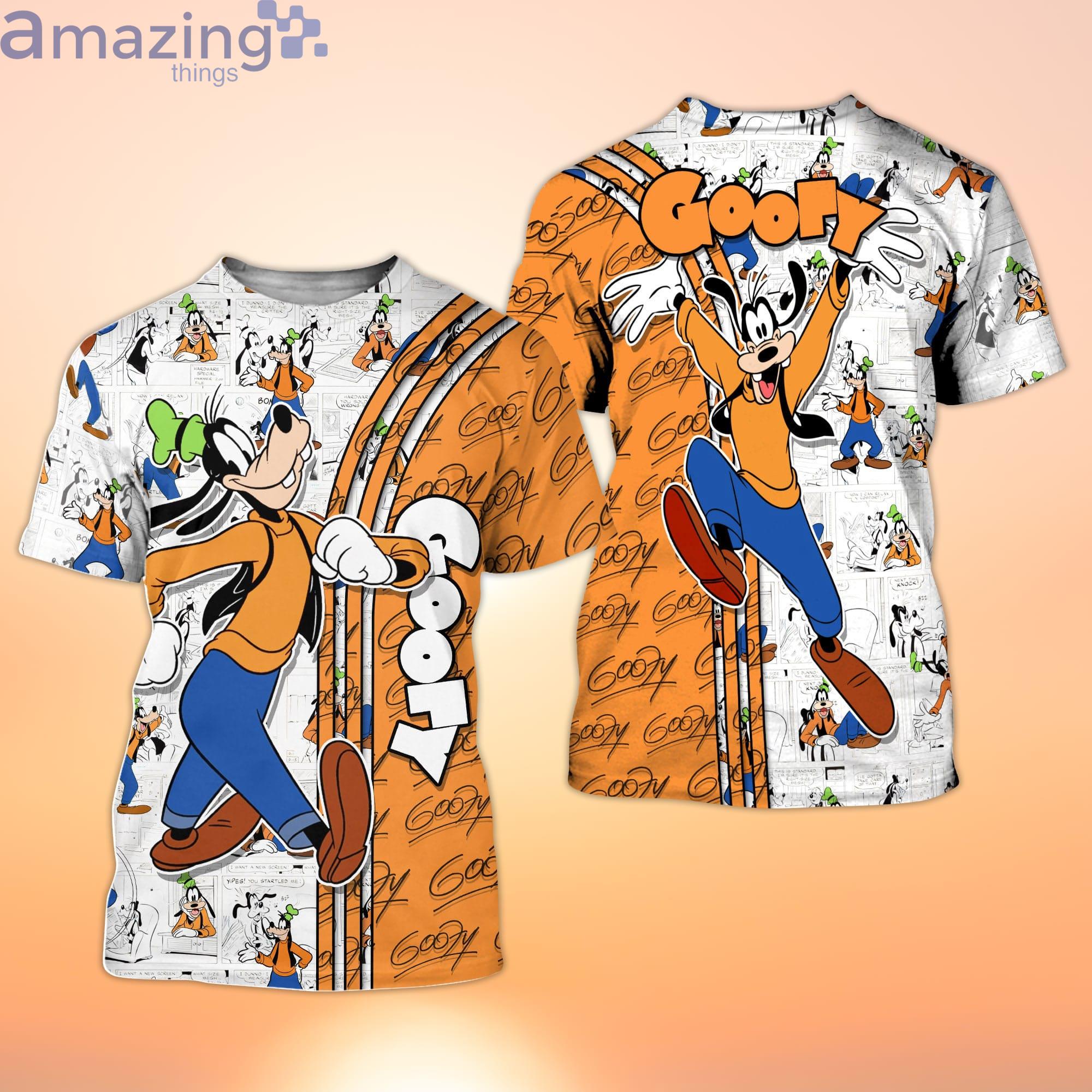 Orange Goofy Dog Cross Comic Book Patterns Disney Cartoon 3D T-Shirt Product Photo 1