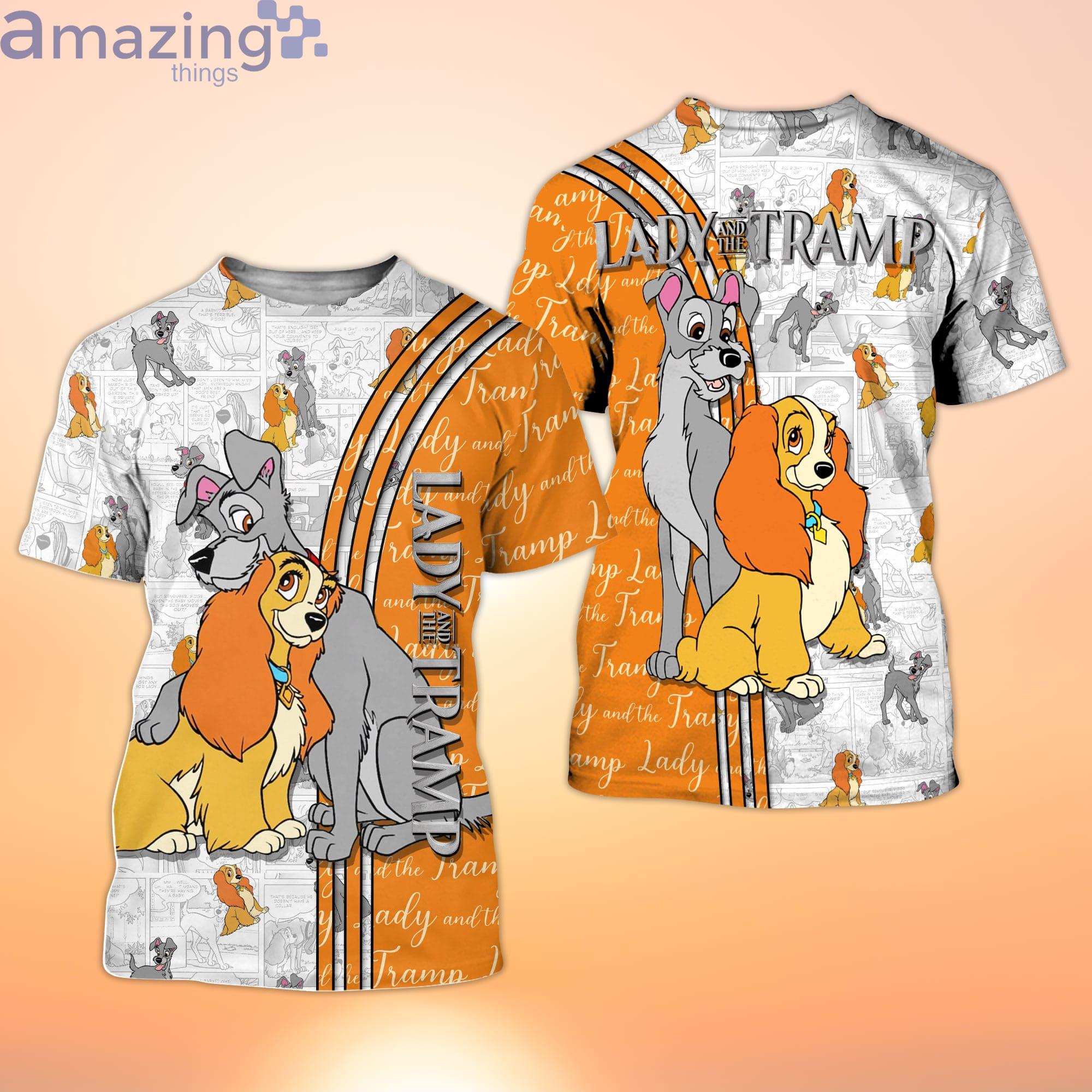 Orange Lady And The Tramp Cross Comic Book Patterns Disney Cartoon 3D T-Shirt Product Photo 1