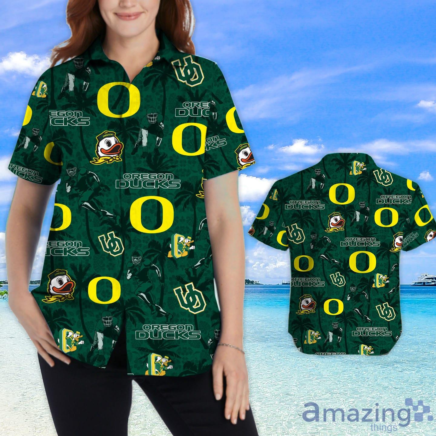 Oregon Ducks Custom Name Tropical Beach Coconut Tree Hawaiian Shirt image Oregon Ducks Custom Name Tropical Beach Coconut Tree Hawaiian Shirt Product Photo 2