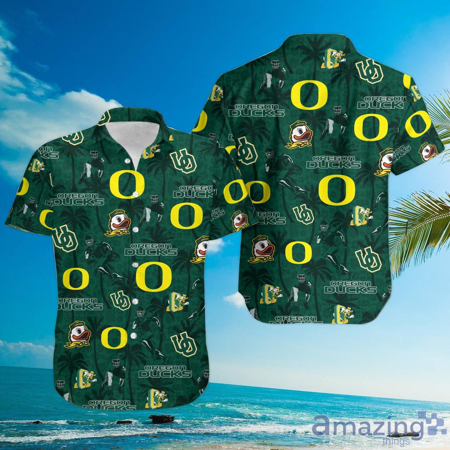 Oregon Ducks Custom Name Tropical Beach Coconut Tree Hawaiian Shirt image Oregon Ducks Custom Name Tropical Beach Coconut Tree Hawaiian Shirt Product Photo 3