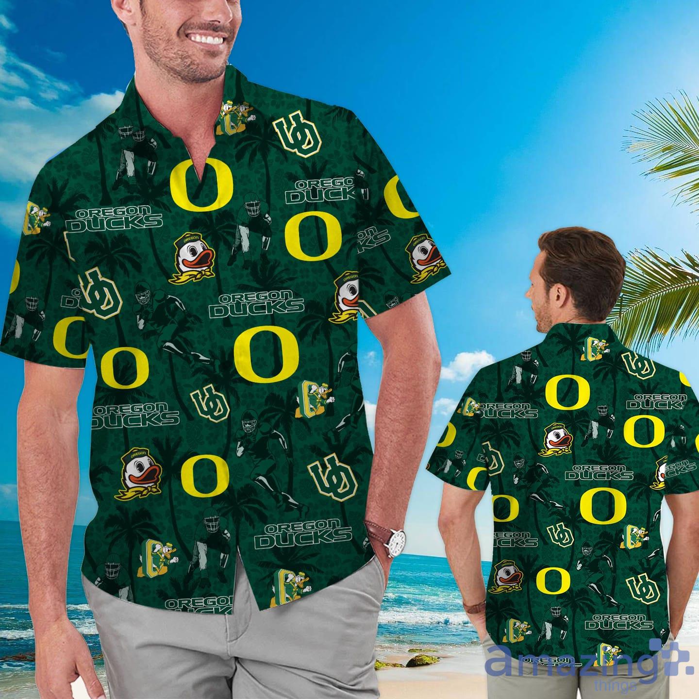 Oregon Ducks Custom Name Tropical Beach Coconut Tree Hawaiian Shirt Product Photo 1 Oregon Ducks Custom Name Tropical Beach Coconut Tree Hawaiian Shirt Product Photo 1