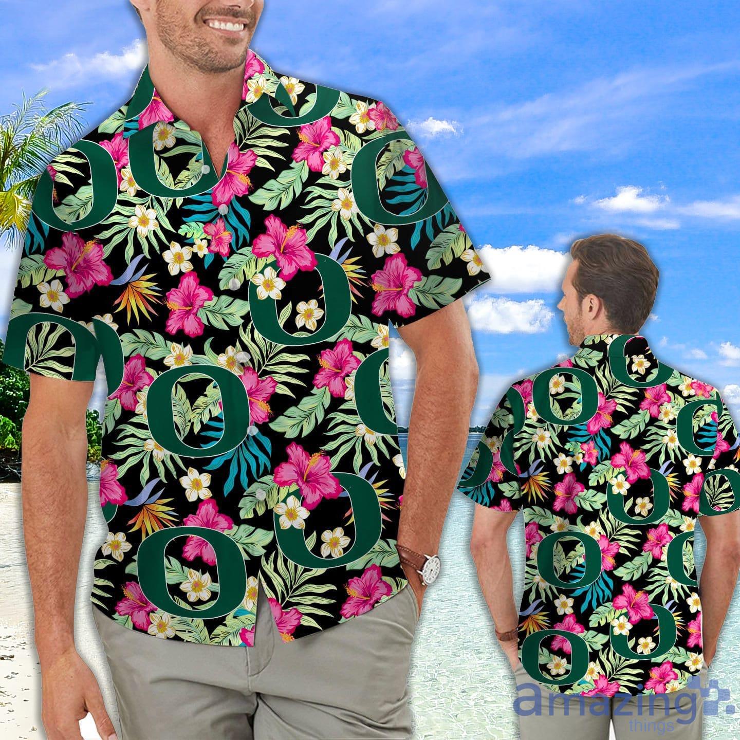 Oregon Ducks University Of Oregon Hibiscus Hawaiian Shirt Product Photo 1