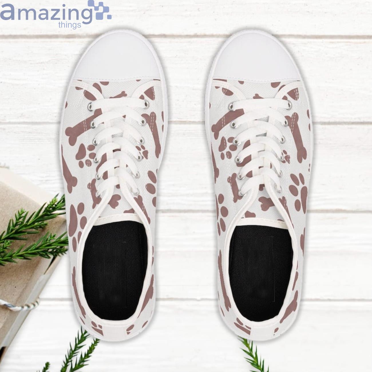 Paw Print Low Top Sneakers Paw Prints And Bones Sneakers Dog Lover Shoes image Paw Print Low Top Sneakers Paw Prints And Bones Sneakers Dog Lover Shoes Product Photo 2