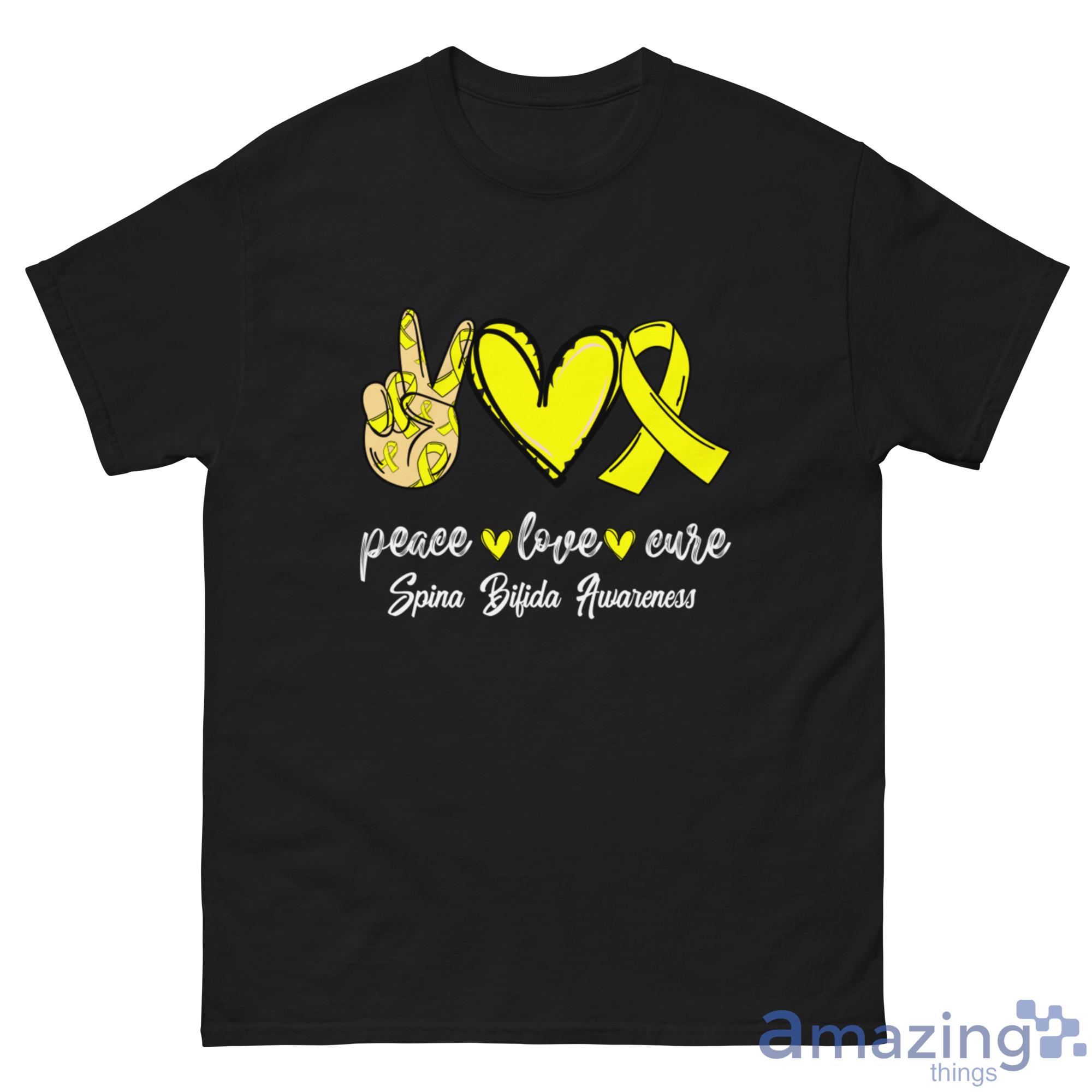 Peace Love Cure Spina Bilida Awareness Shirt image Peace Love Cure Spina Bilida Awareness Shirt - G500 Men’s Classic Tee