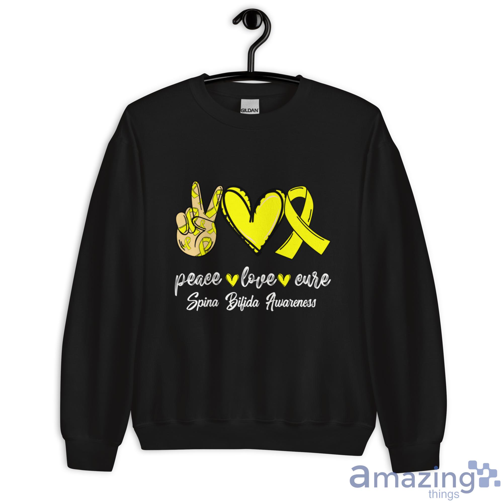 Peace Love Cure Spina Bilida Awareness Shirt image Peace Love Cure Spina Bilida Awareness Shirt - Unisex Heavy Blend Crewneck Sweatshirt