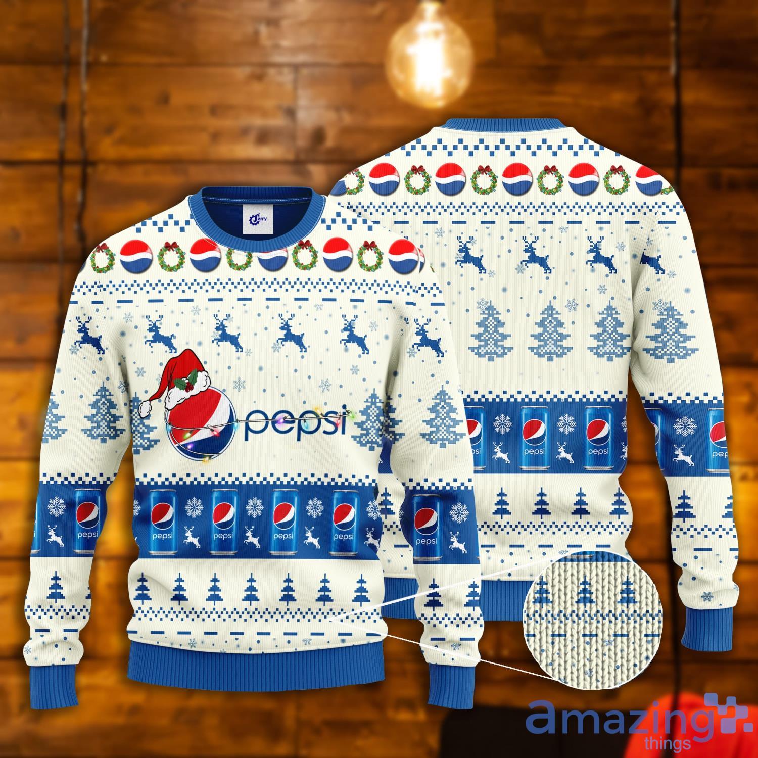 Pepsi Santa Hat Christmas Ugly Christmas Sweater Product Photo 1 Pepsi Santa Hat Christmas Ugly Christmas Sweater Product Photo 1