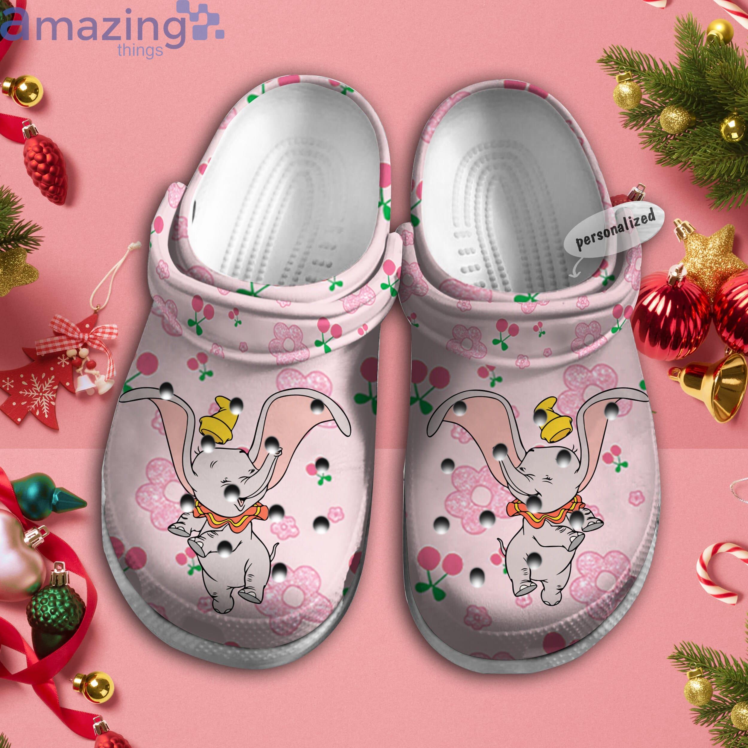 Personalized Name Dumbo Flying Pink Bing Cherry Pattern Disney Cartoon Clog For Men And Women Product Photo 1