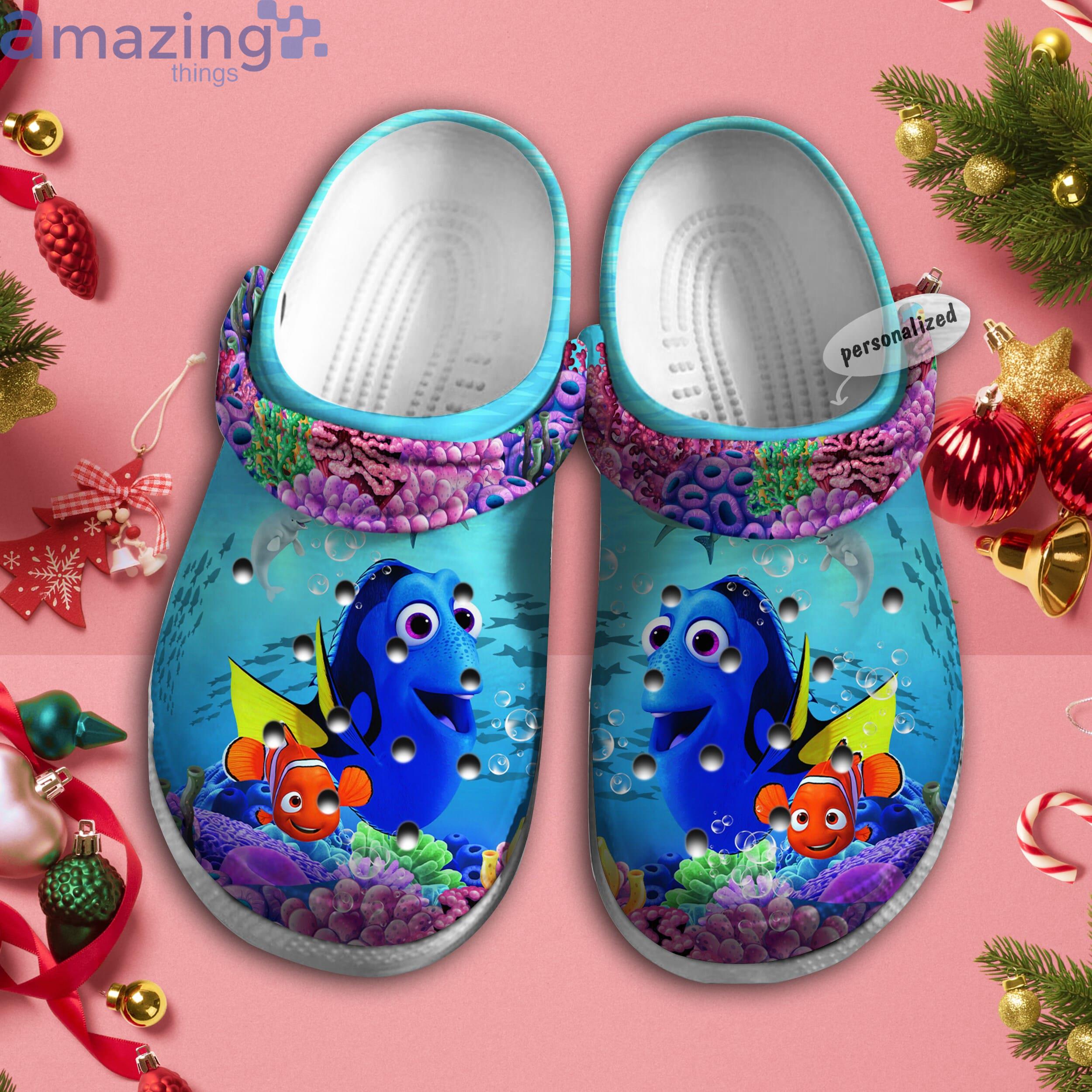 Personalized Name Nemo and Dory Fish Blue Sea Pattern Disney Cartoon Clog For Men And Women Product Photo 1