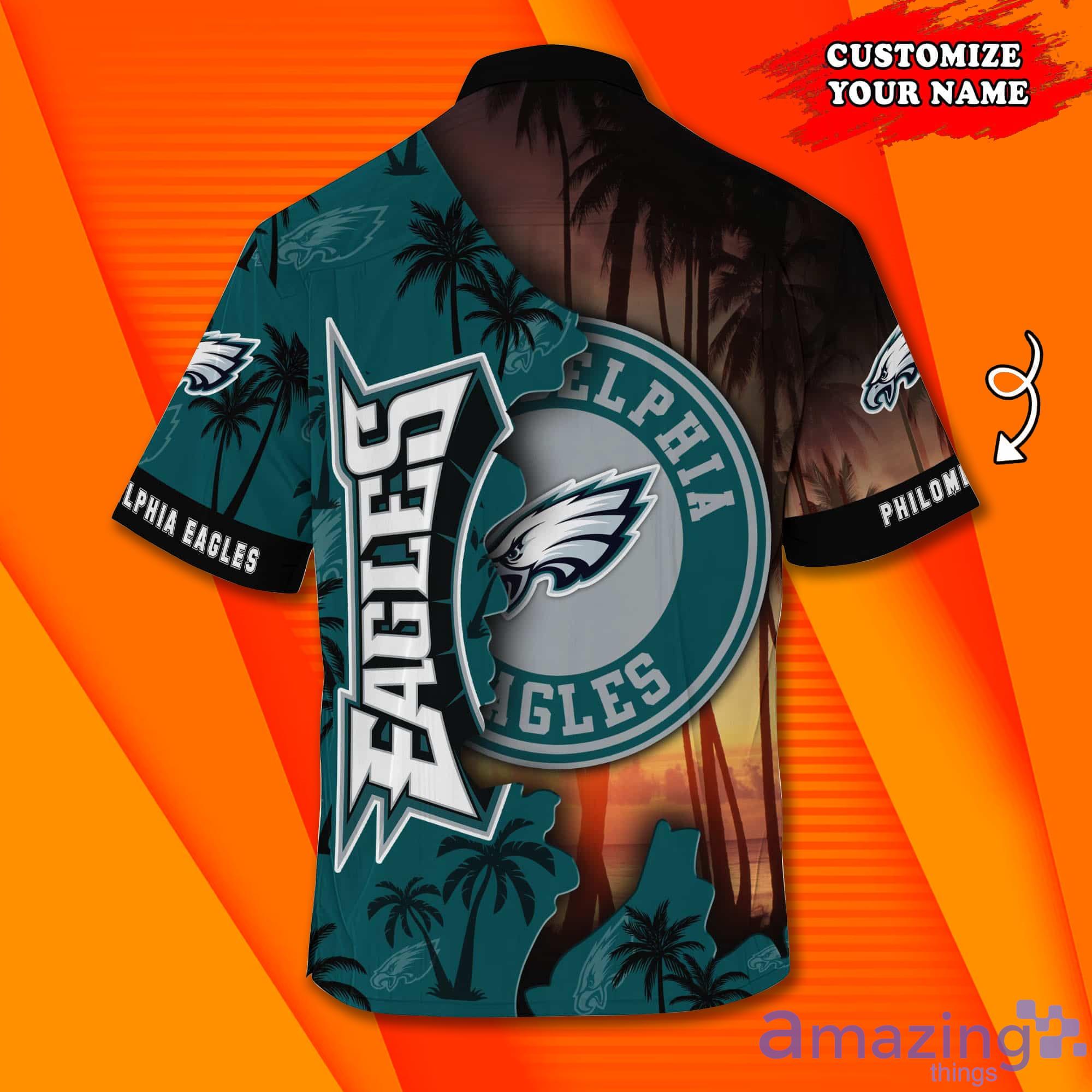 Philadelphia Eagles NF And Tropical Pattern Custom Name Hawaiian Shirt