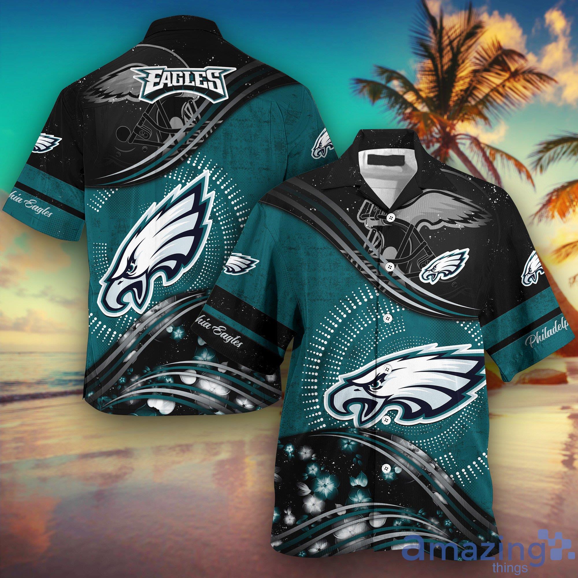 Philadelphia Eagles NFL And Flowers Short Sleeves Hawaiian Shirt Product Photo 1