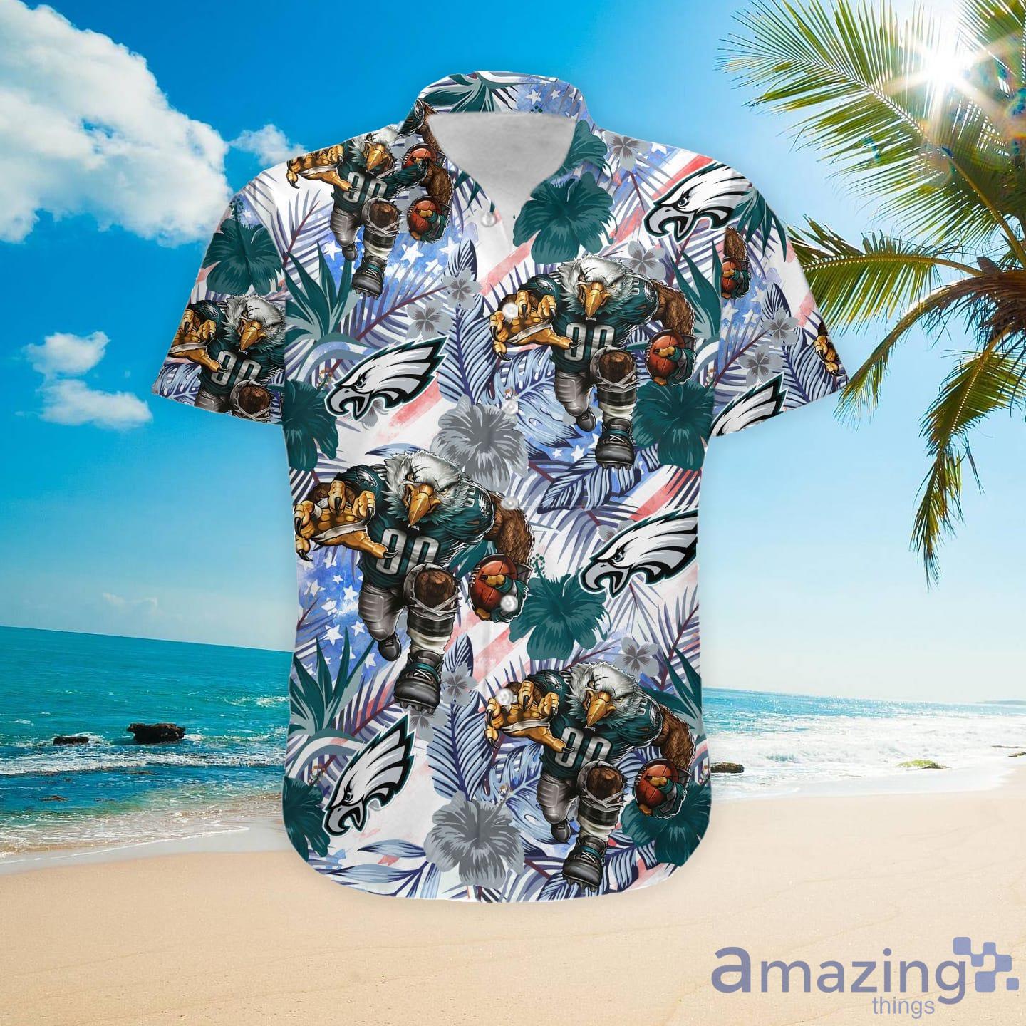 Philadelphia Eagles Tropical Floral Custom Name Aloha Hawaiian Shirt
