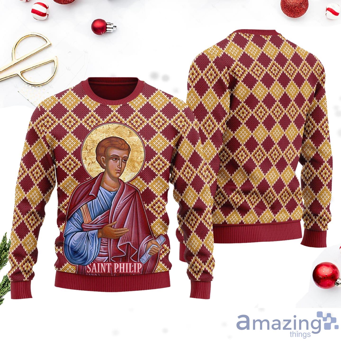 Philip the Apostle Wool Knitting Pattern Christmas Ugly Sweater Product Photo 1 Philip the Apostle Wool Knitting Pattern Christmas Ugly Sweater Product Photo 1