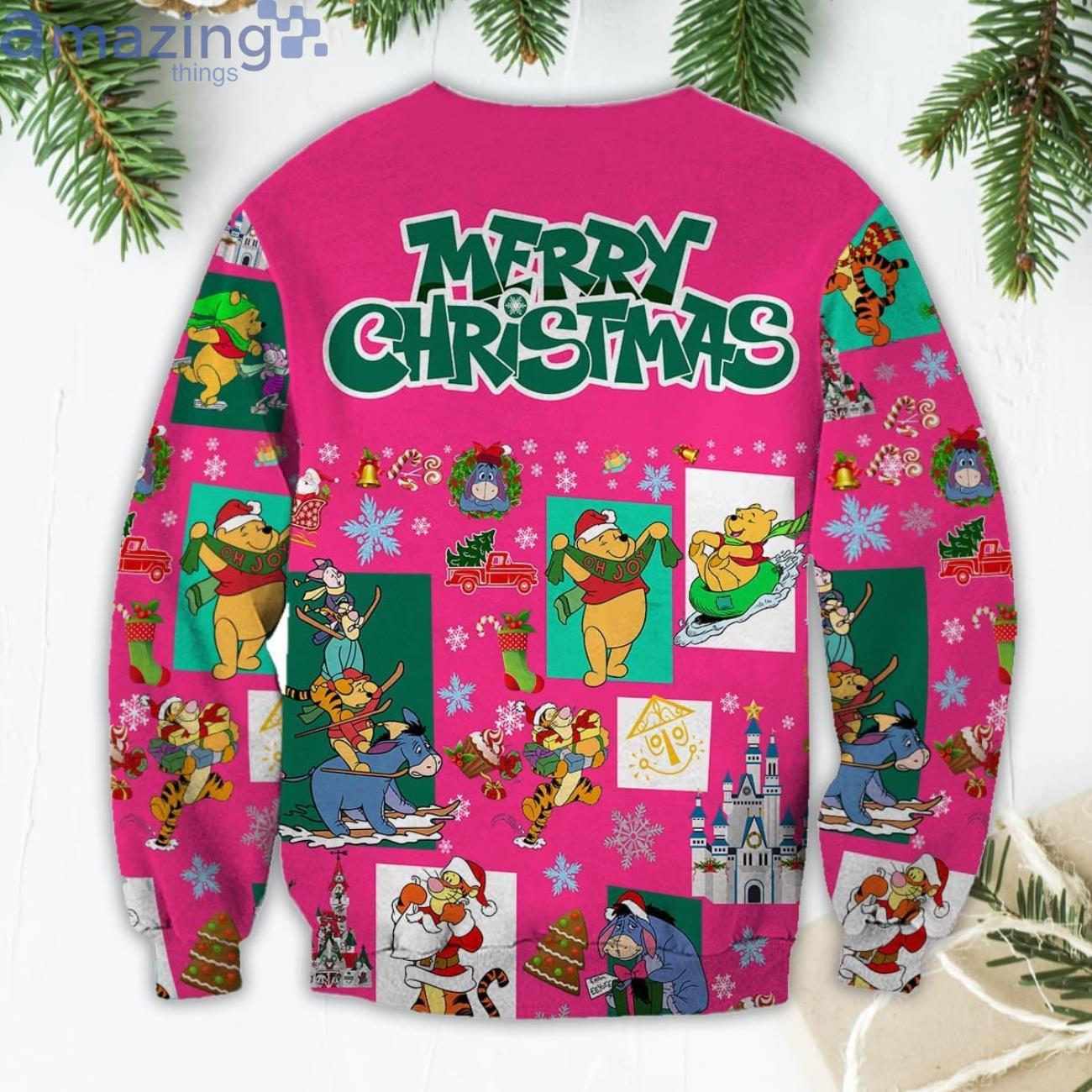 Piglet Pattern Xmas Pink 2022 Christmas Disney Cartoon Sweater Product Photo 1