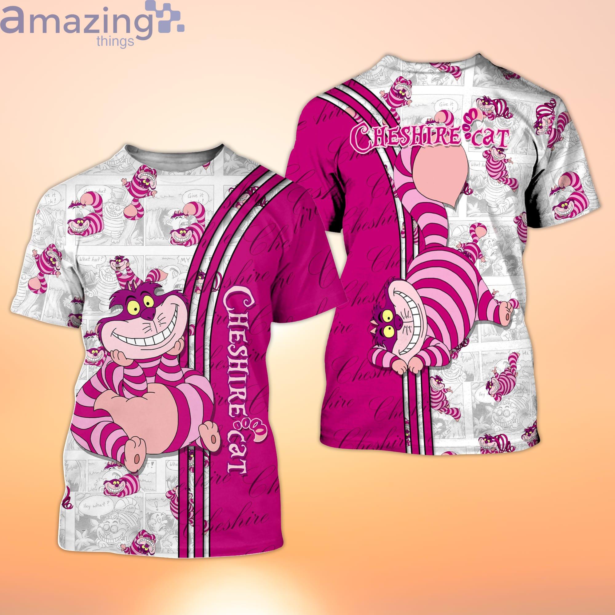 Pink Chesire Cat Cross Comic Book Patterns Disney Cartoon 3D T-Shirt Product Photo 1