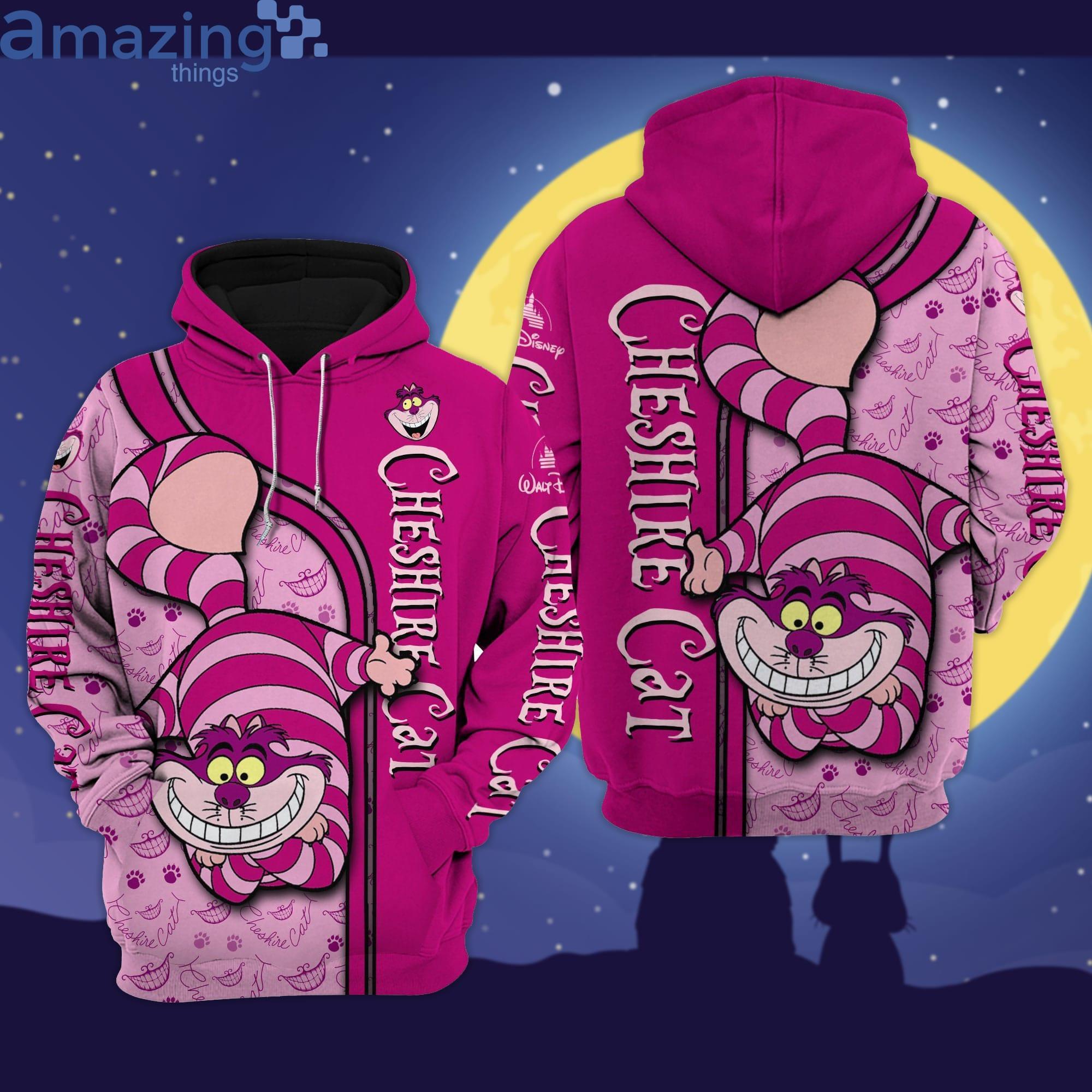 Pink Stripe Cheshire Cat Disney Cartoon 3D Hoodie Zip Hoodie Product Photo 1