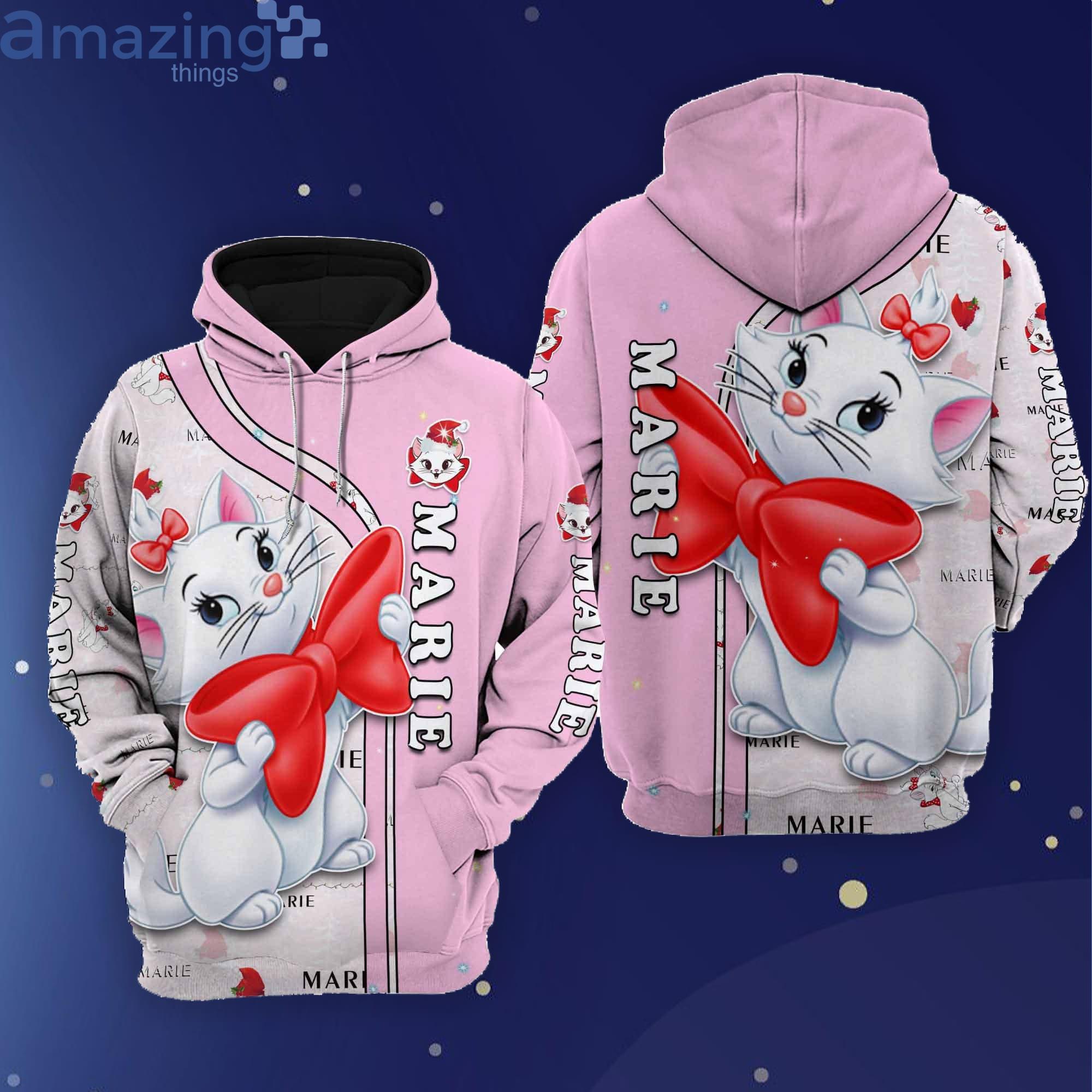 Pink & White Marie Cat Disney Cartoon Graphic 3D Hoodie Zip Hoodie Product Photo 1